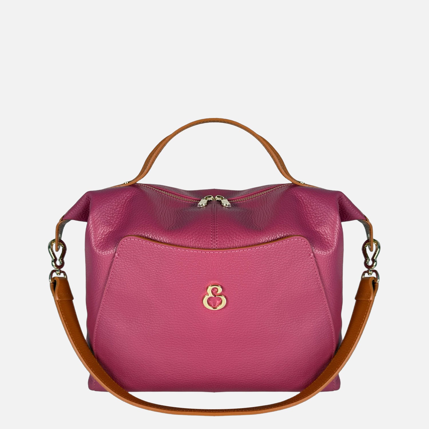 Borsa a mano City Lampone Pelle Martellata Oro