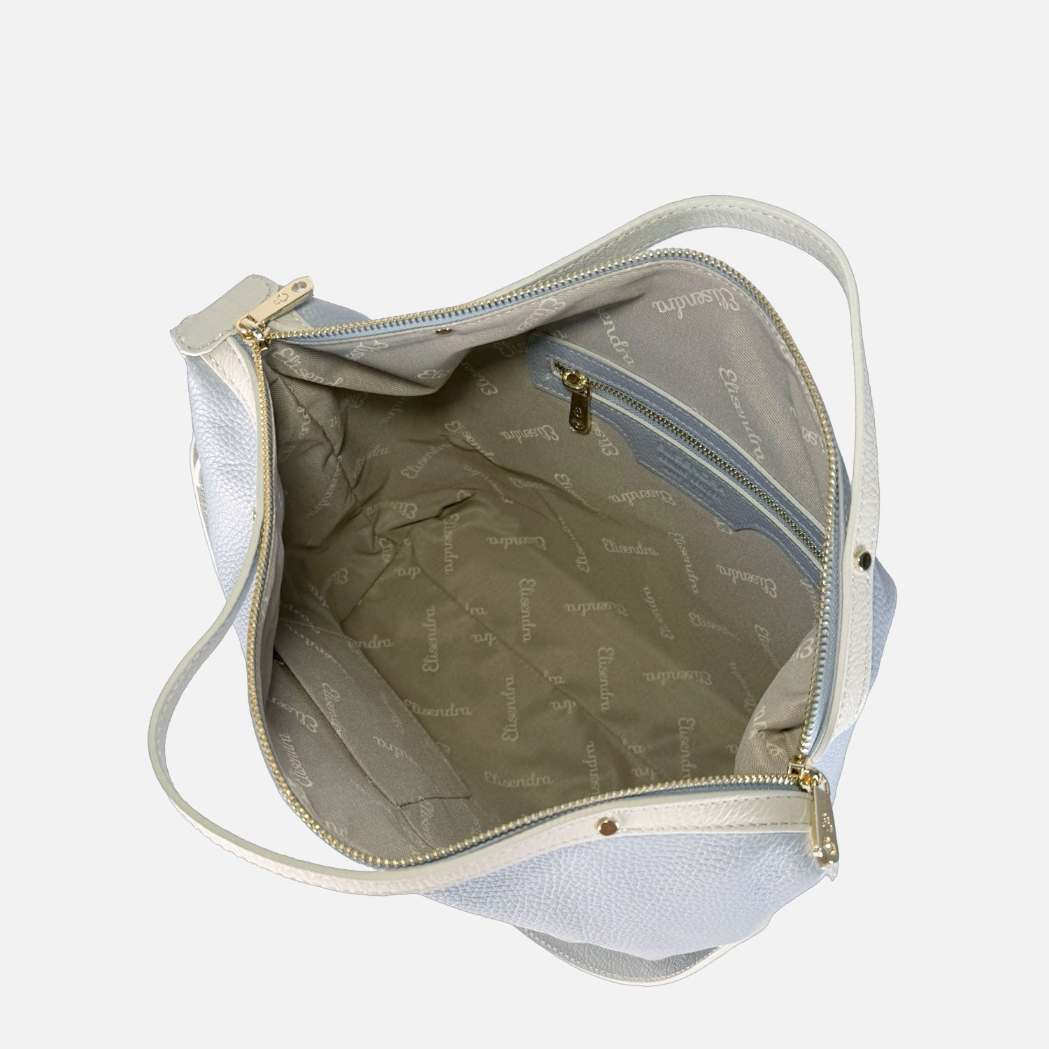 Borsa a mano City Azzurro Pelle Martellata Oro