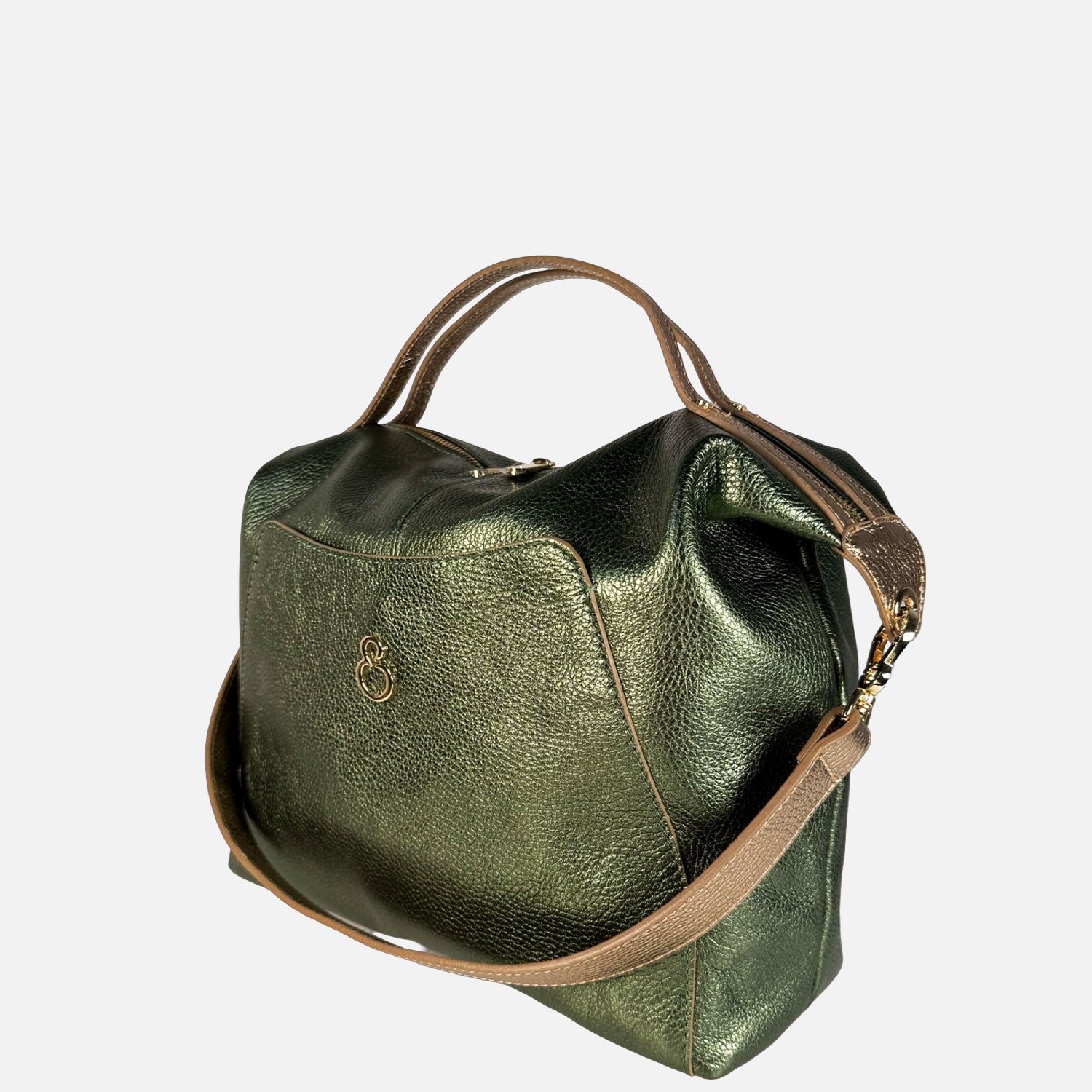 Borsa a mano City Military Shine Pelle Laminata Oro