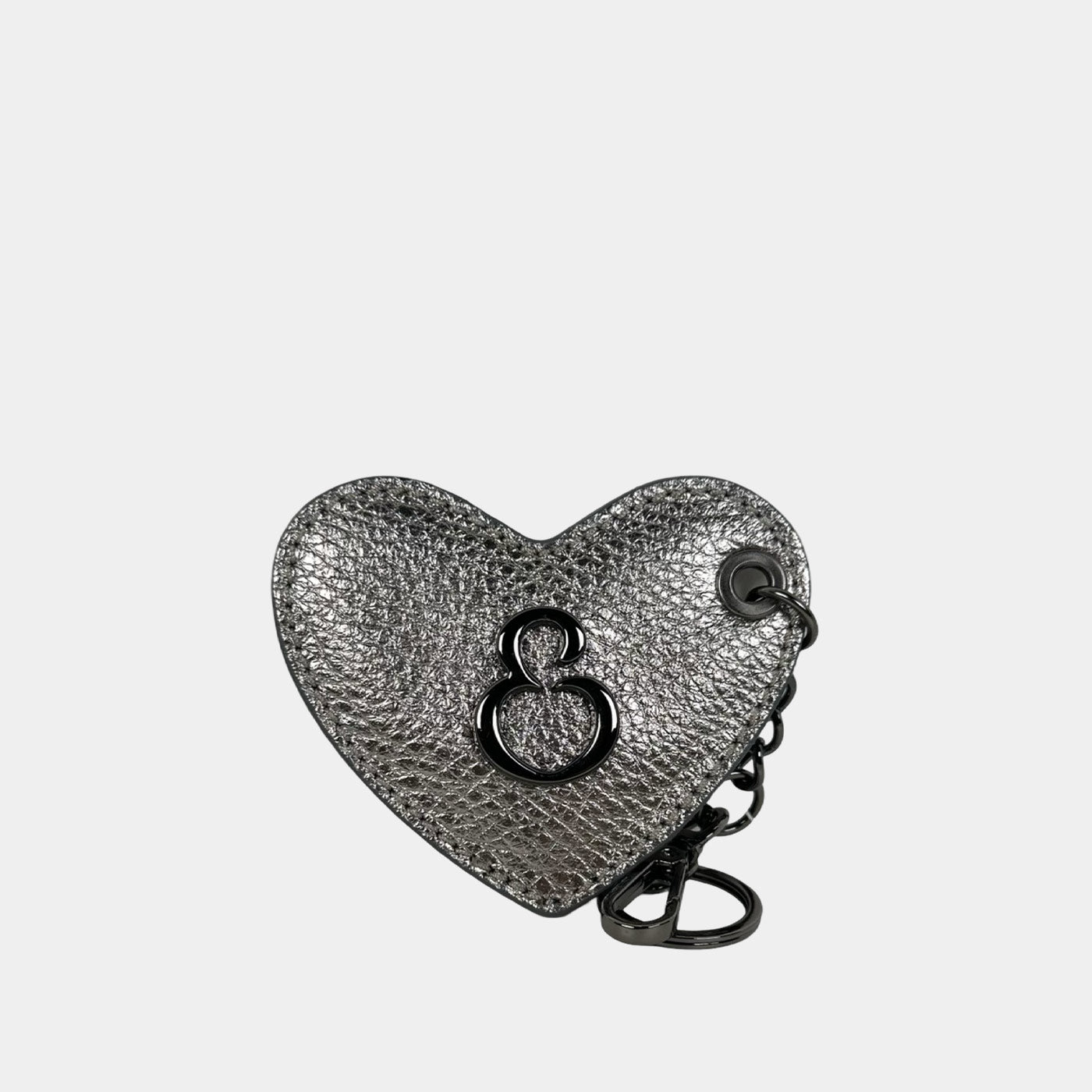 Love Iron Keychain Hammered Leather Dark