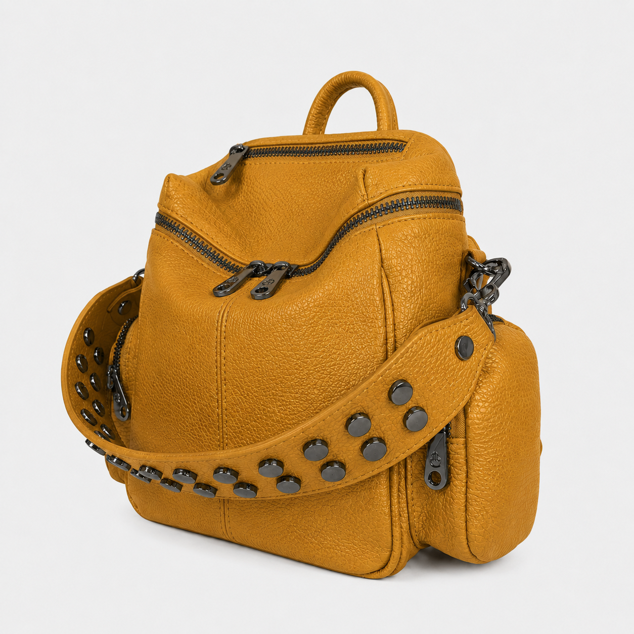 Zaino Saray Mini Curry Pelle Martellata Dark