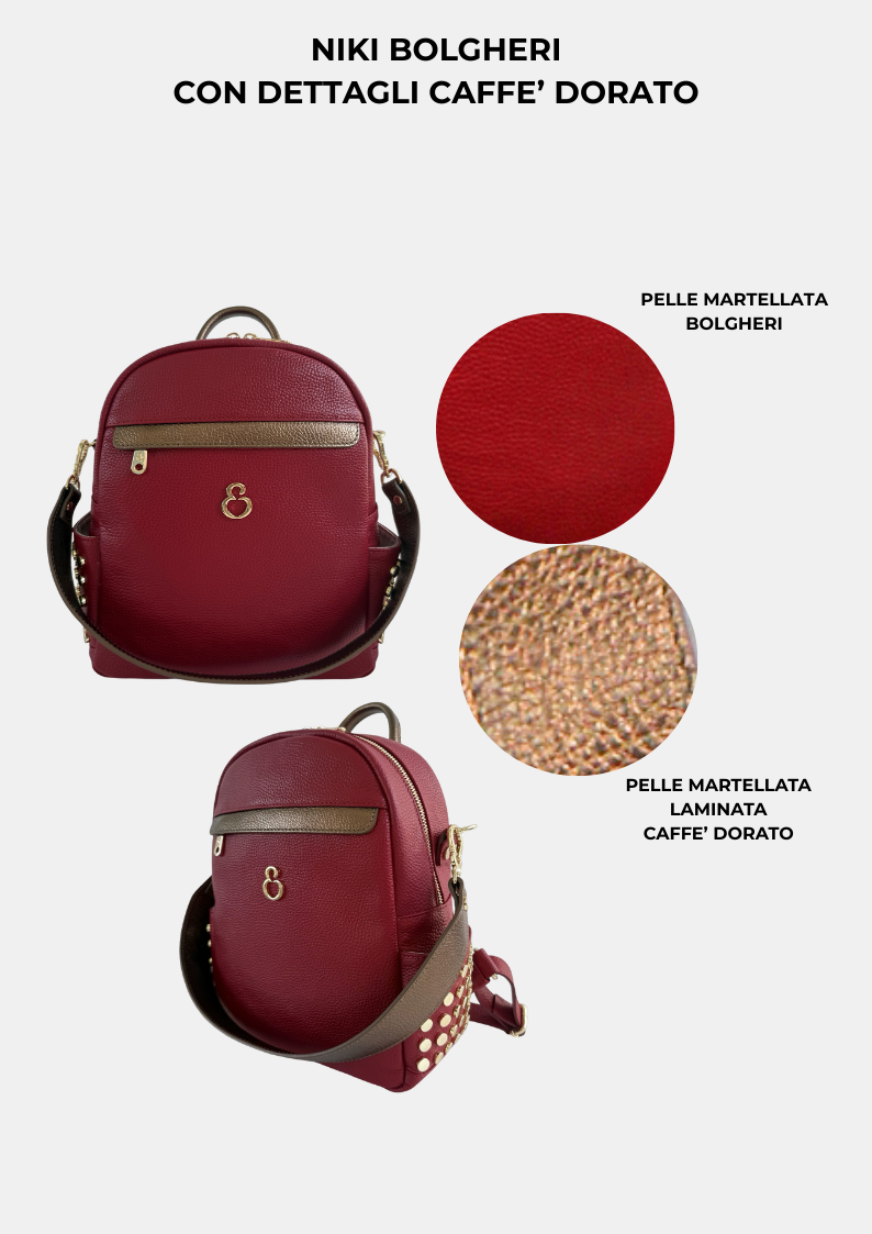 Zaino Niki Bolgheri Pelle Martellata Oro