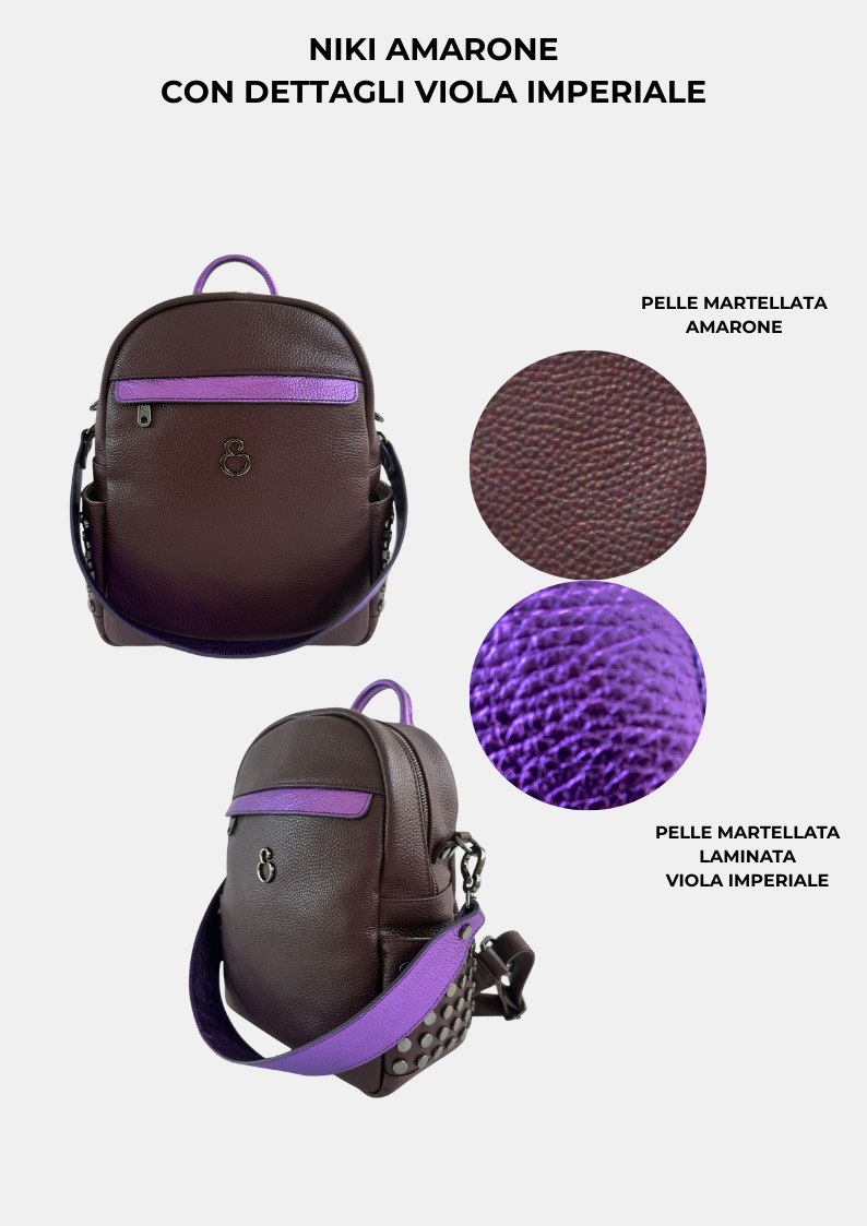 Zaino Niki Amarone Pelle Martellata Dark