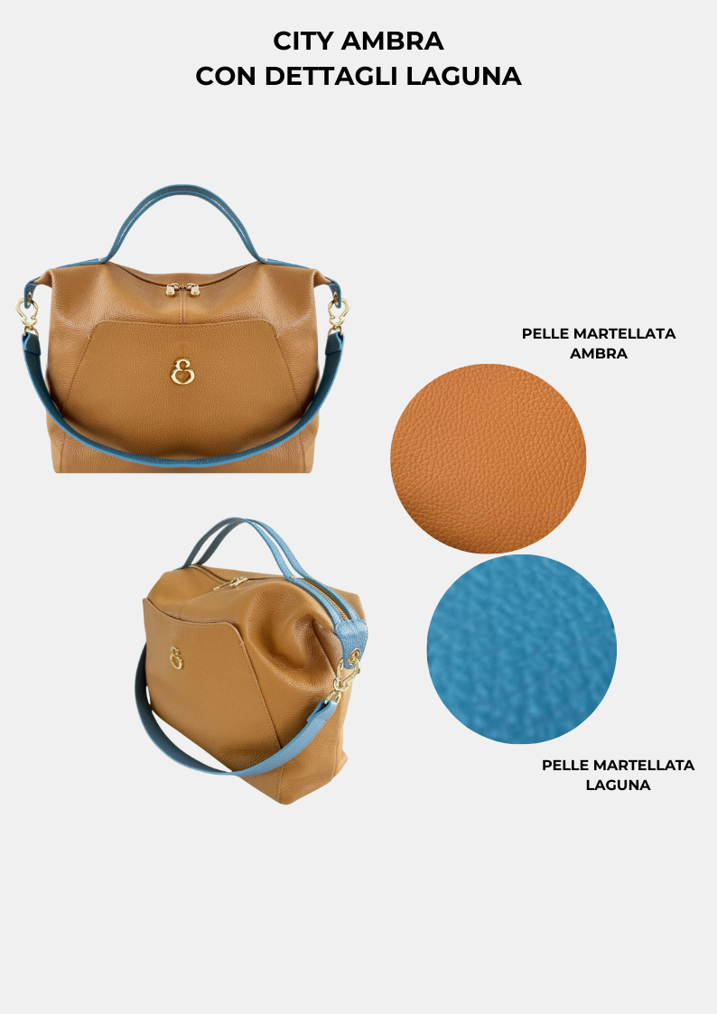 Borsa a mano City Ambra Pelle Martellata Oro