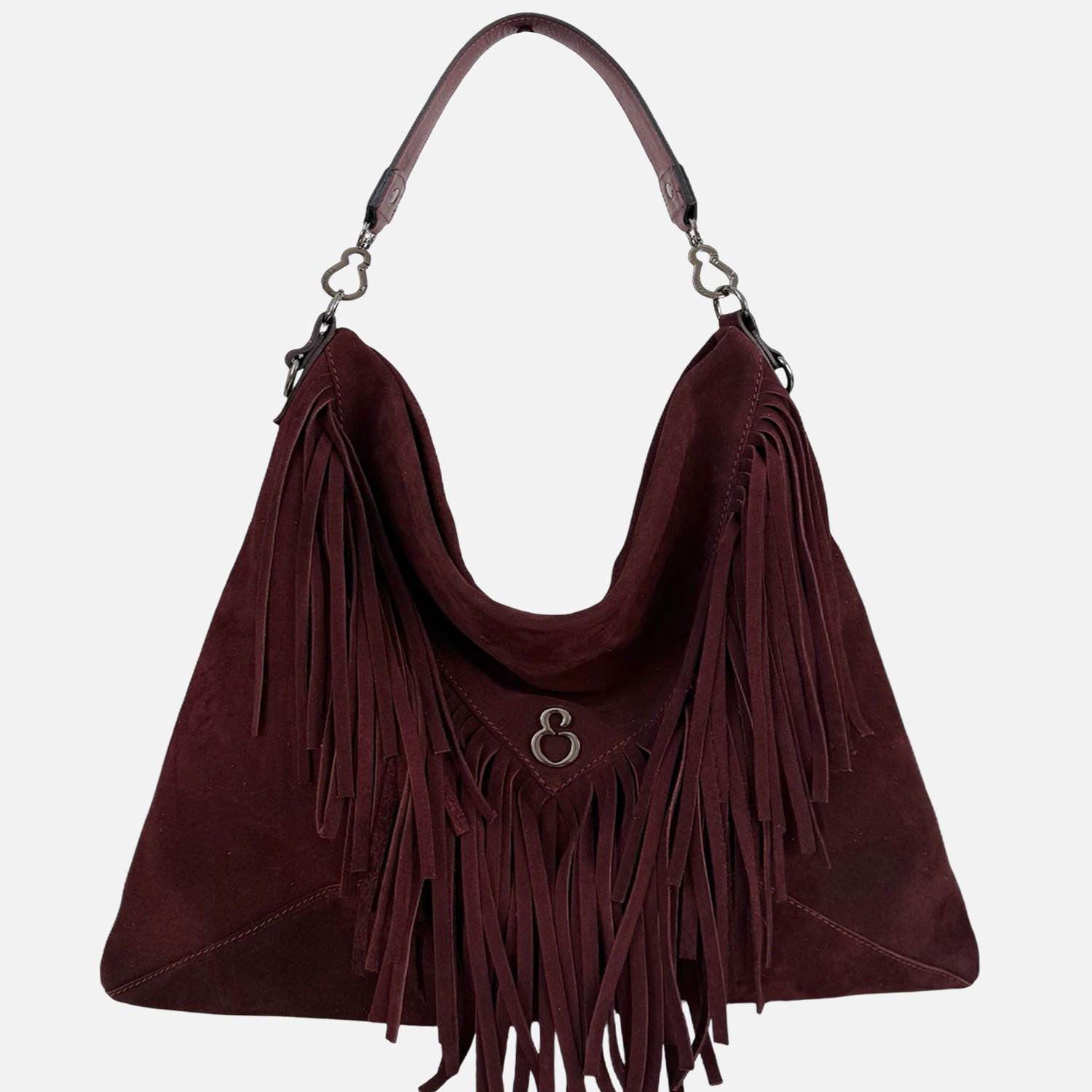 Borsa a spalla Camille Burgundy Pelle Camoscio Dark