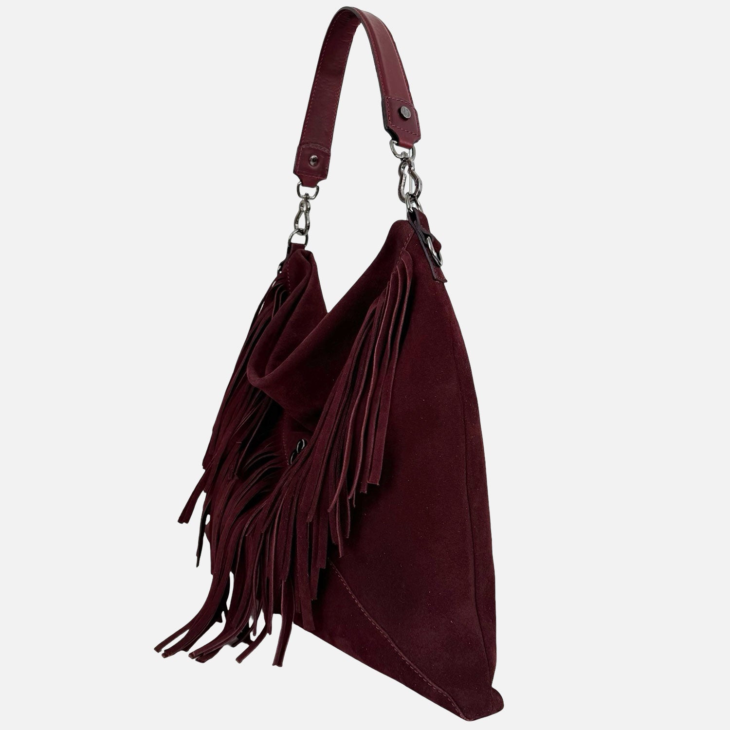 Borsa a spalla Camille Burgundy Pelle Camoscio Dark