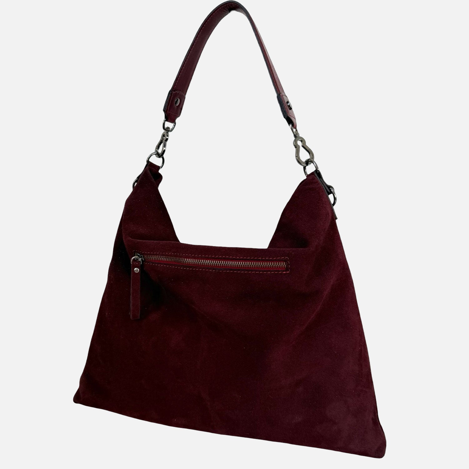 Borsa a spalla Camille Burgundy Pelle Camoscio Dark