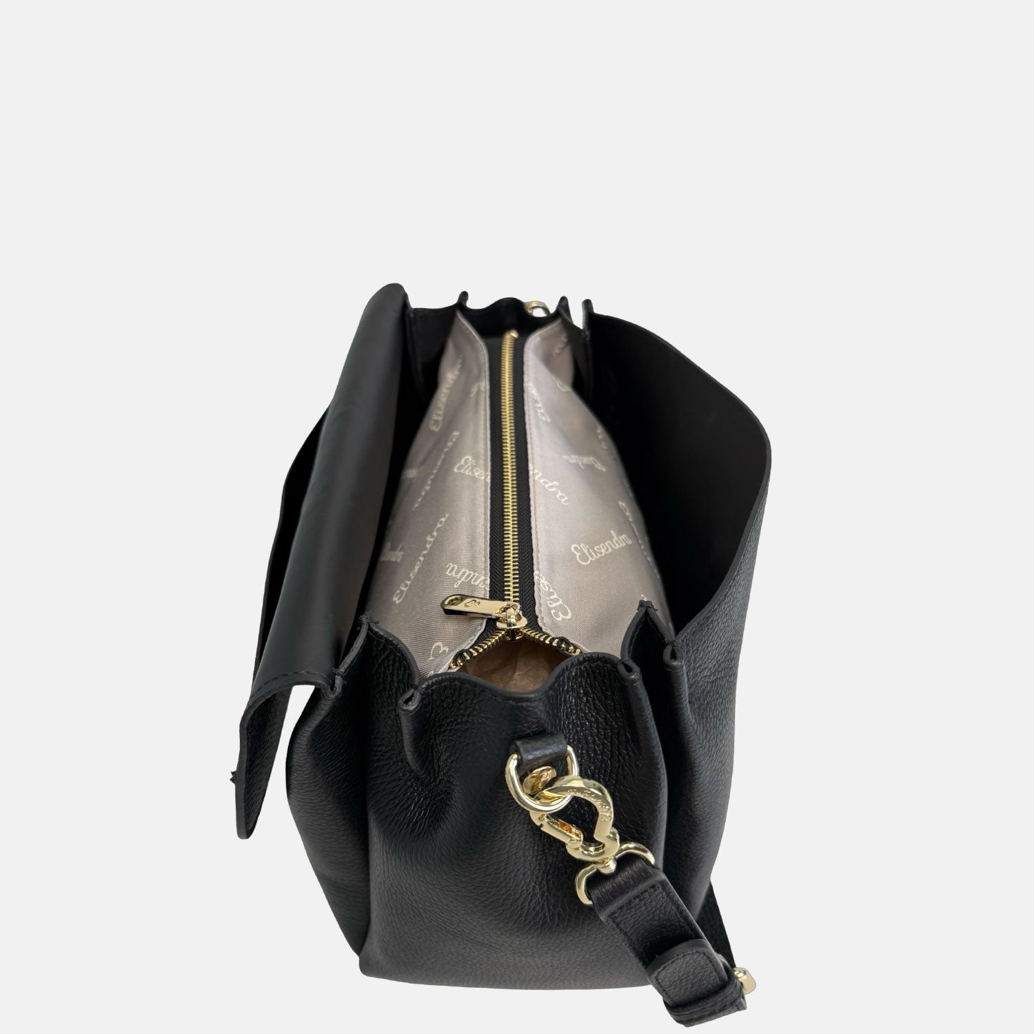 Borsa a spalla Allegra Liquirizia Pelle Martellata Oro
