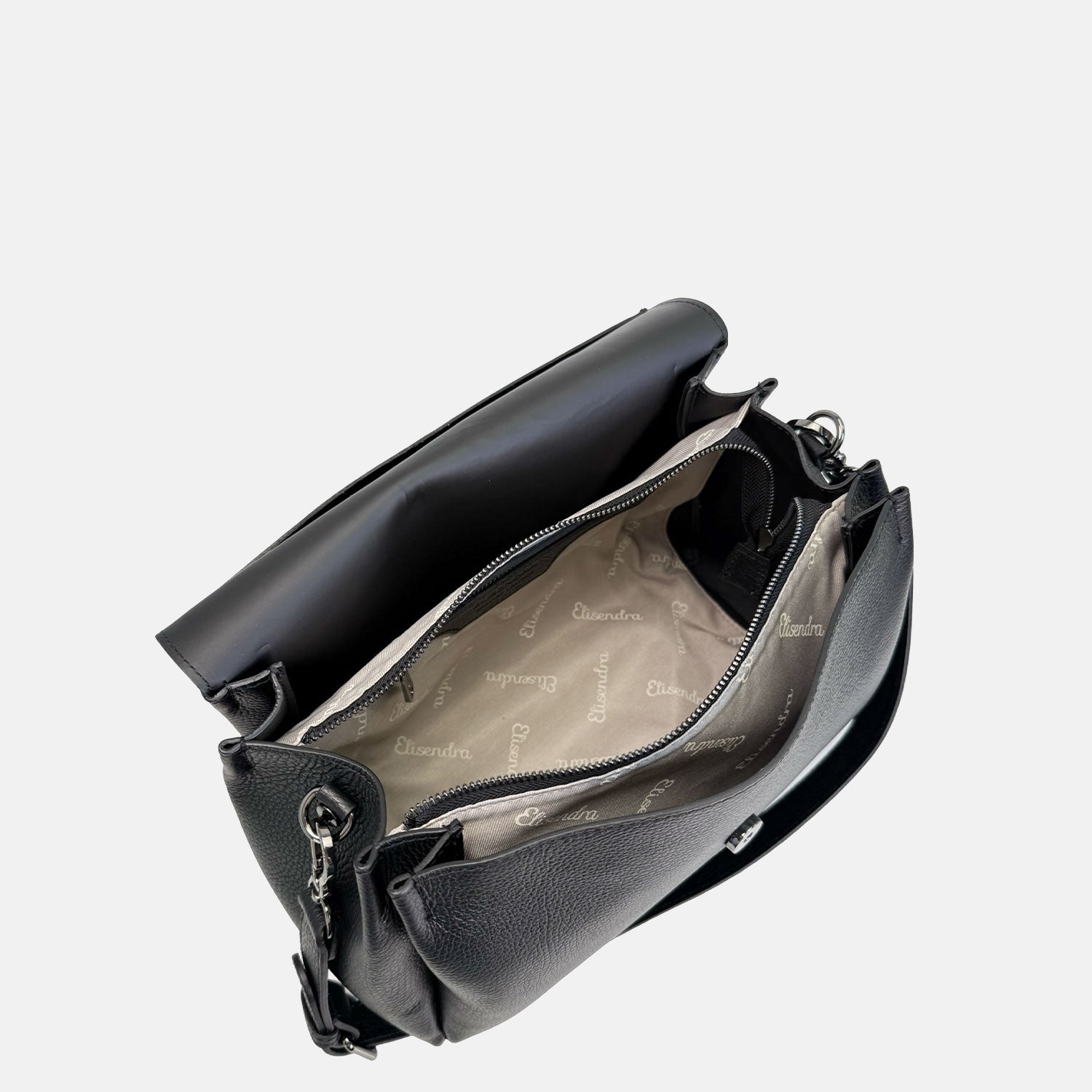 Borsa a spalla Allegra Liquirizia Pelle Martellata Dark