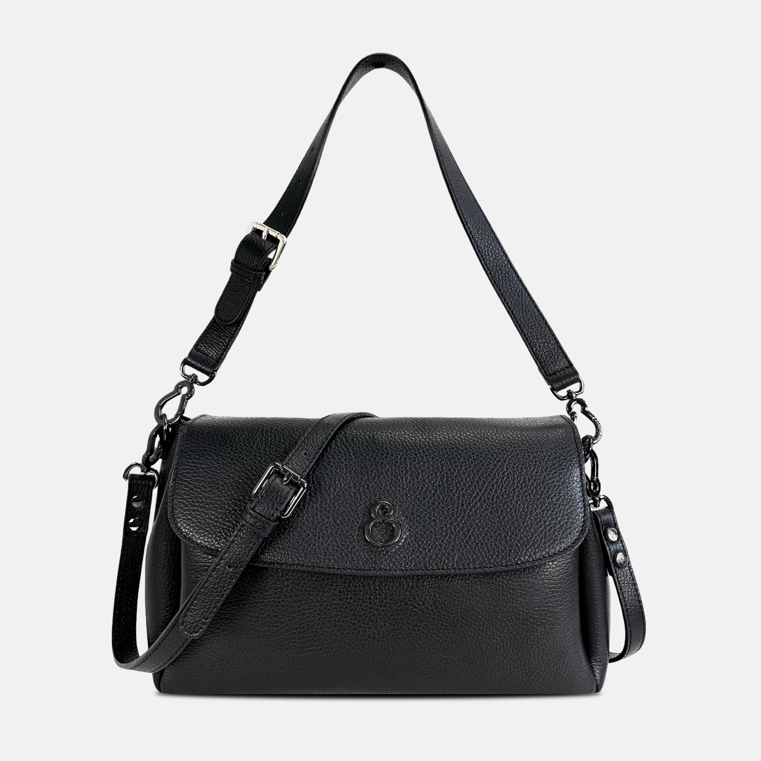 Borsa a spalla Allegra Liquirizia Pelle Martellata Dark