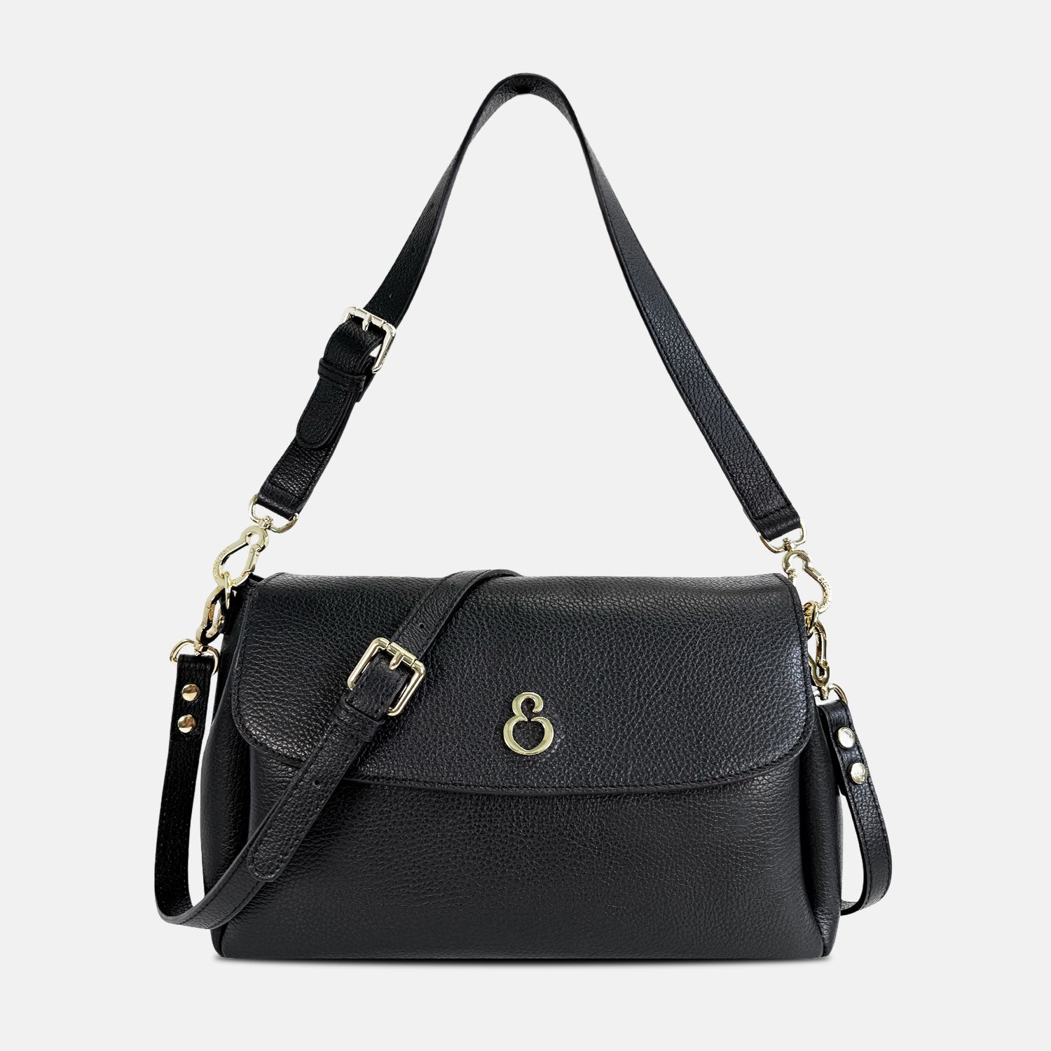Borsa a spalla Allegra Liquirizia Pelle Martellata Oro