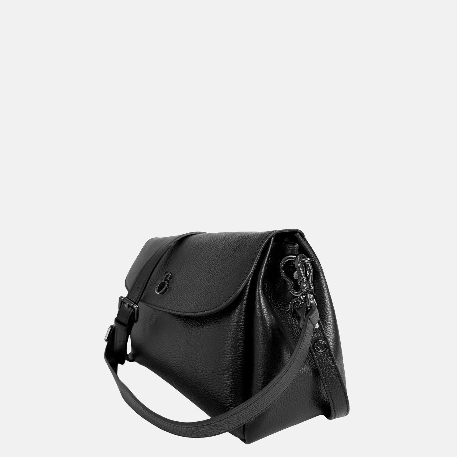 Borsa a spalla Allegra Liquirizia Pelle Martellata Dark