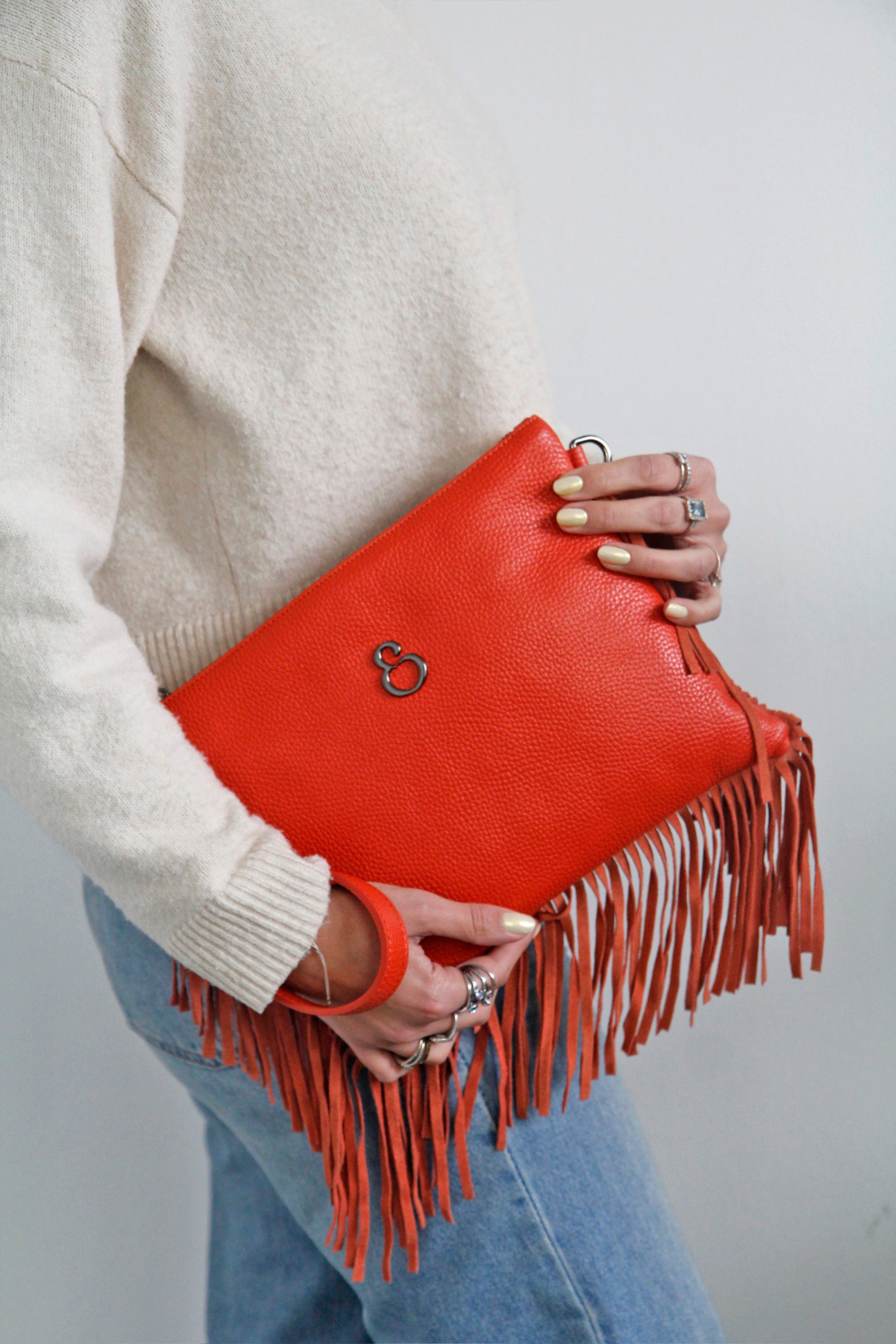 Borsa a mano Grazia Rodeo Sunset Pelle Martellata e Suede Oro