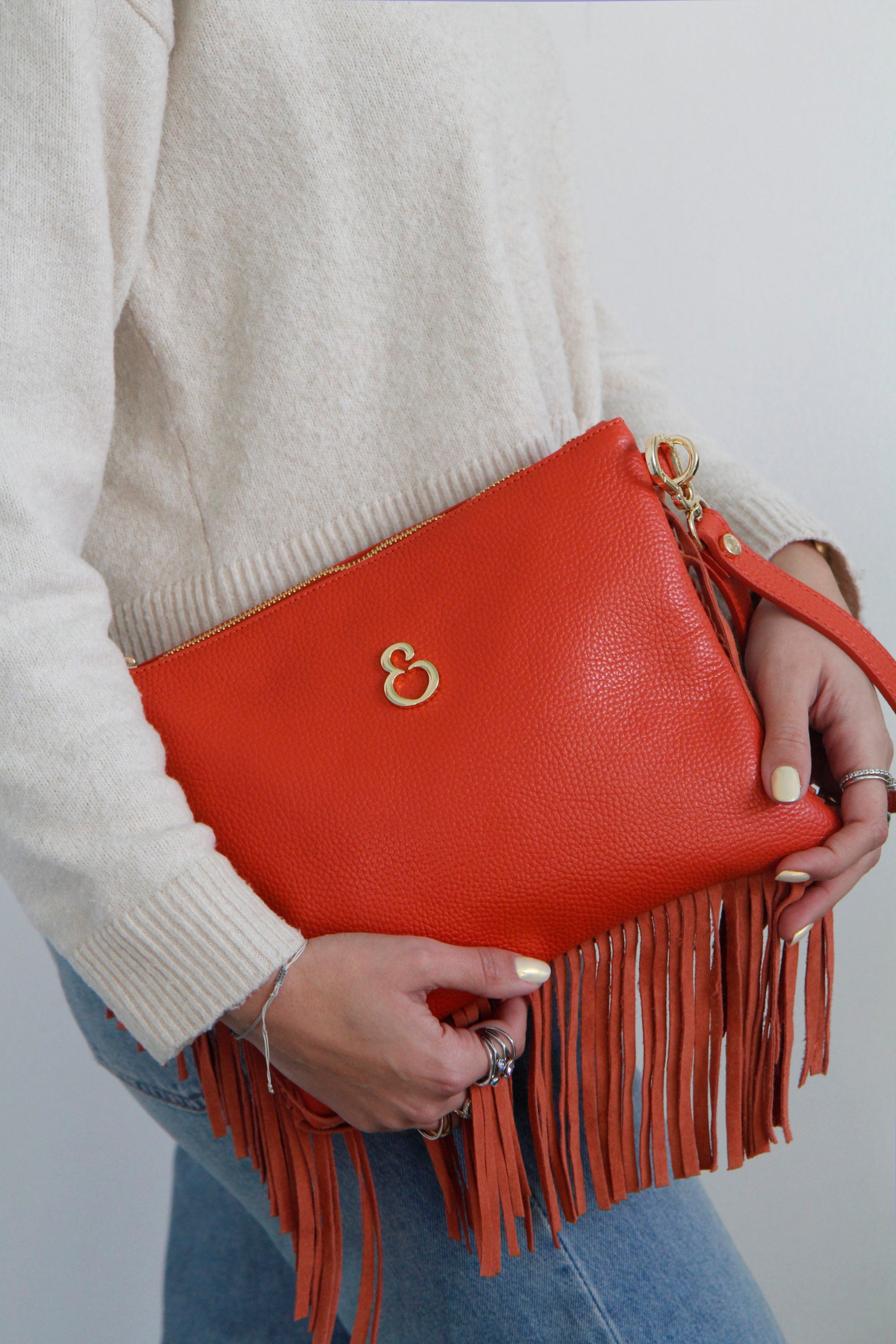 Borsa a mano Grazia Rodeo Sunset Pelle Martellata e Suede Oro