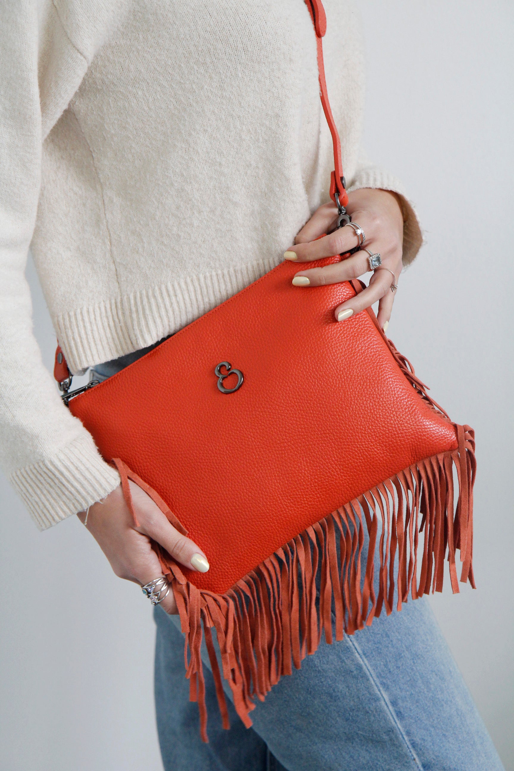 Borsa a mano Grazia Rodeo Sunset Pelle Martellata e Suede Dark