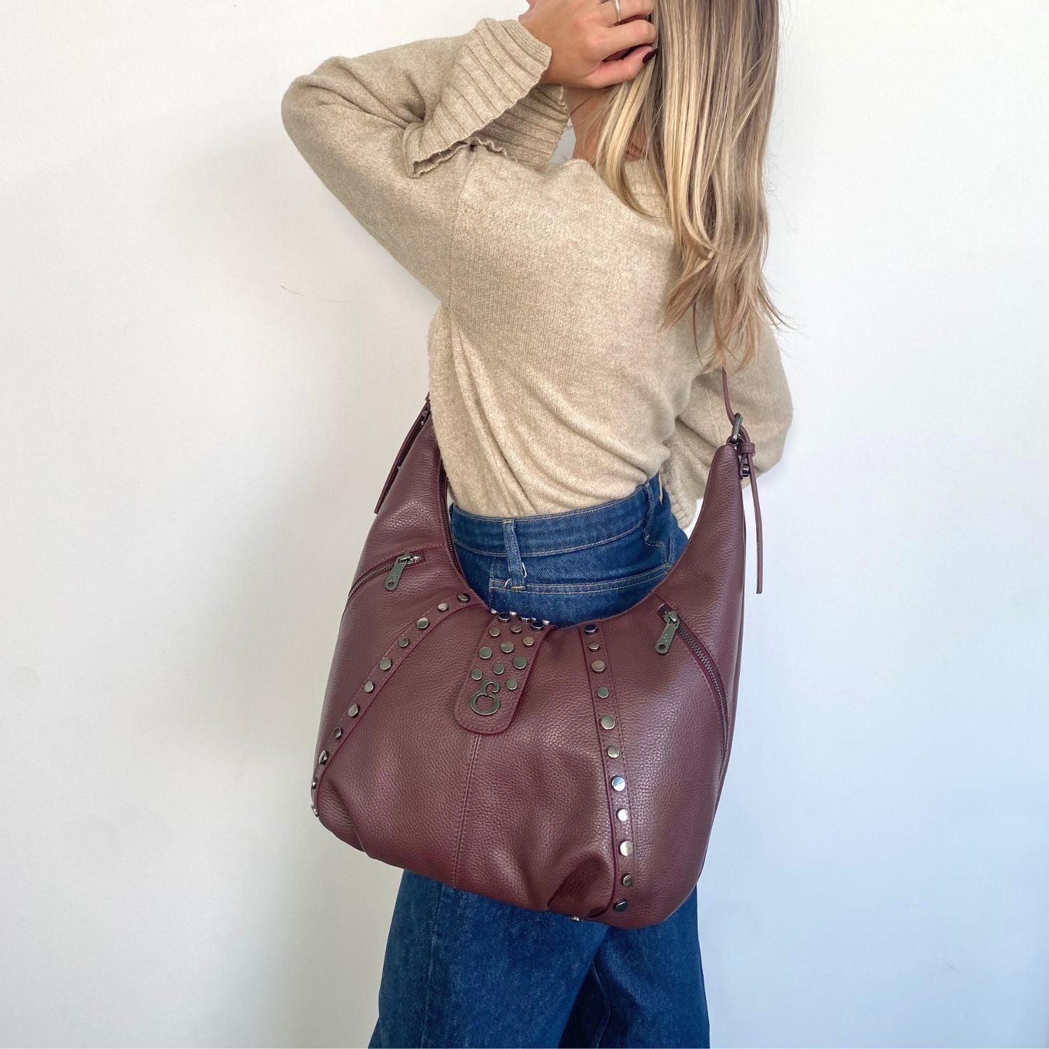 Borsa a spalla Wendy Amarone Pelle Martellata Dark