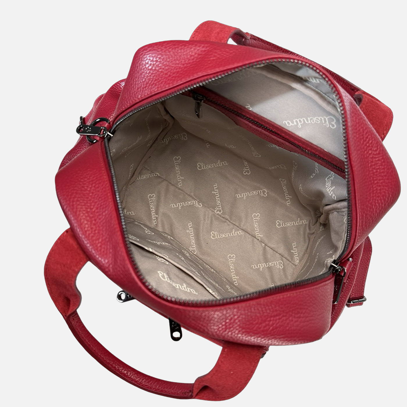 Zaino Kenya Ciliegia Pelle Martellata e Camoscio Dark