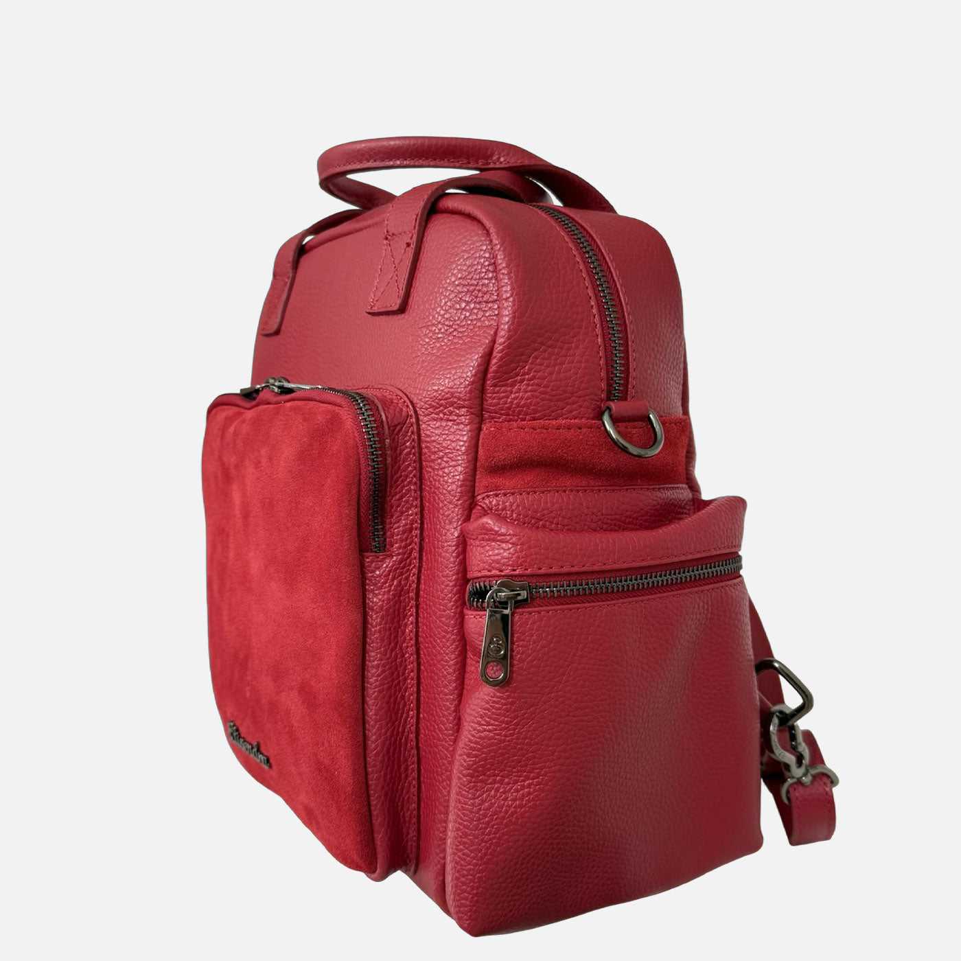 Zaino Kenya Ciliegia Pelle Martellata e Camoscio Dark