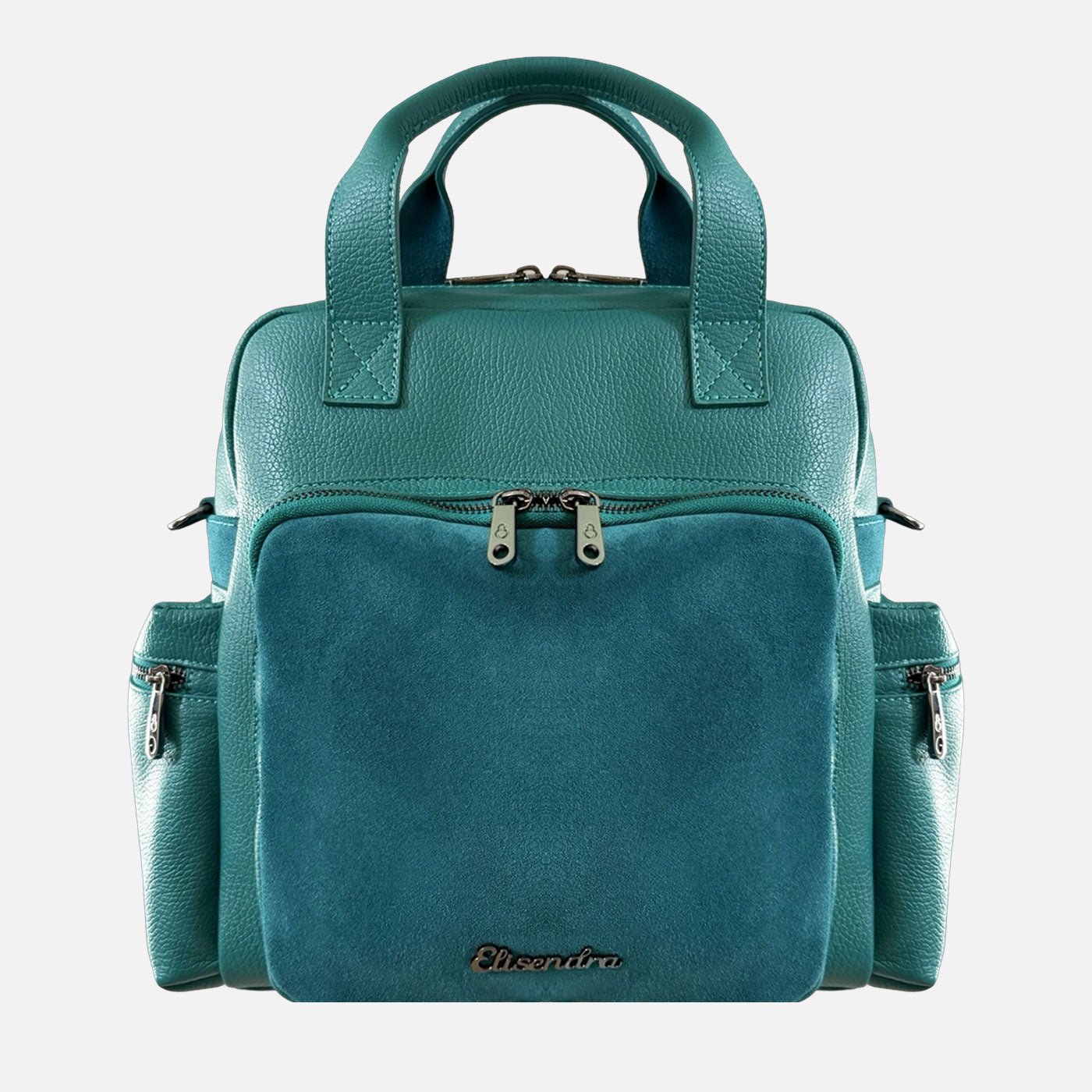 Zaino Kenya Pavone Pelle Martellata e Camoscio Dark - Elisendra®