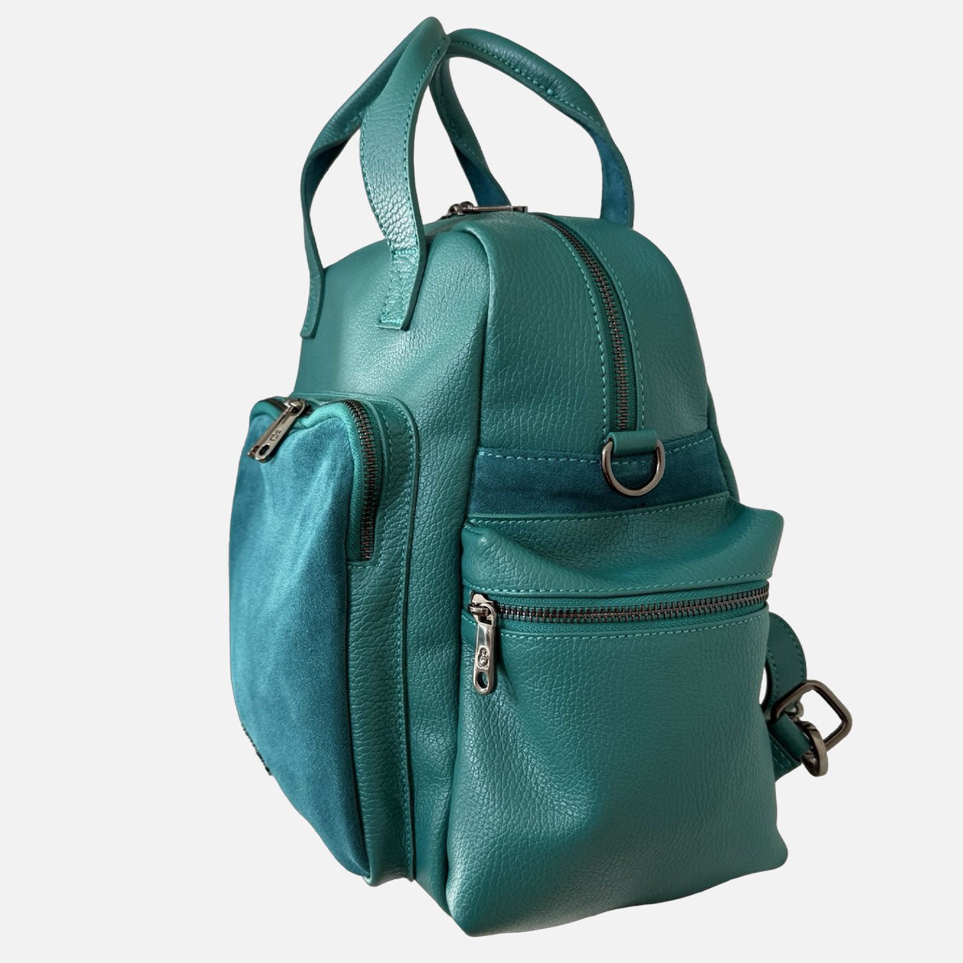 Zaino Kenya Pavone Pelle Martellata e Camoscio Dark - Elisendra®
