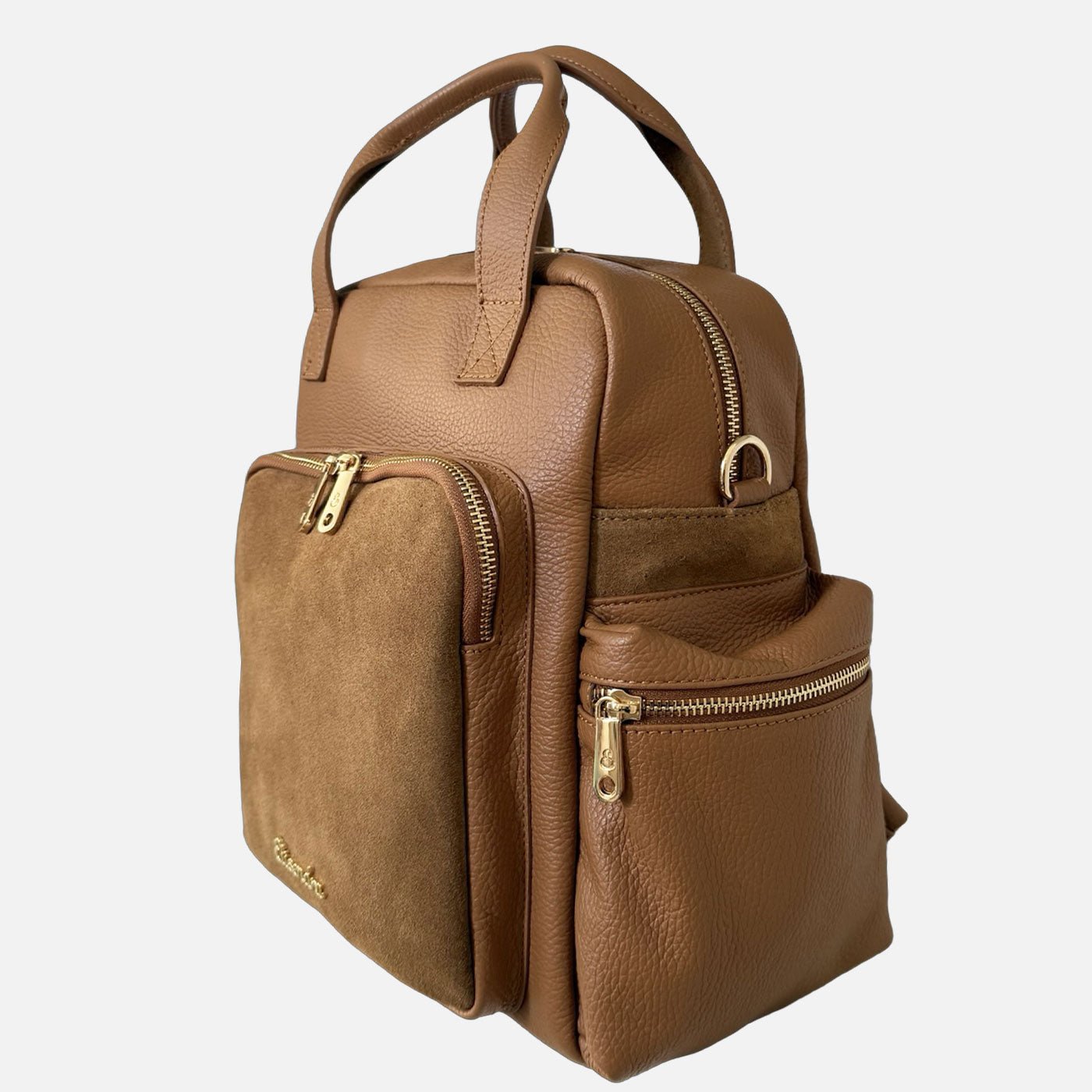 Zaino Kenya Toffee Pelle Martellata e Camoscio Oro - Elisendra®
