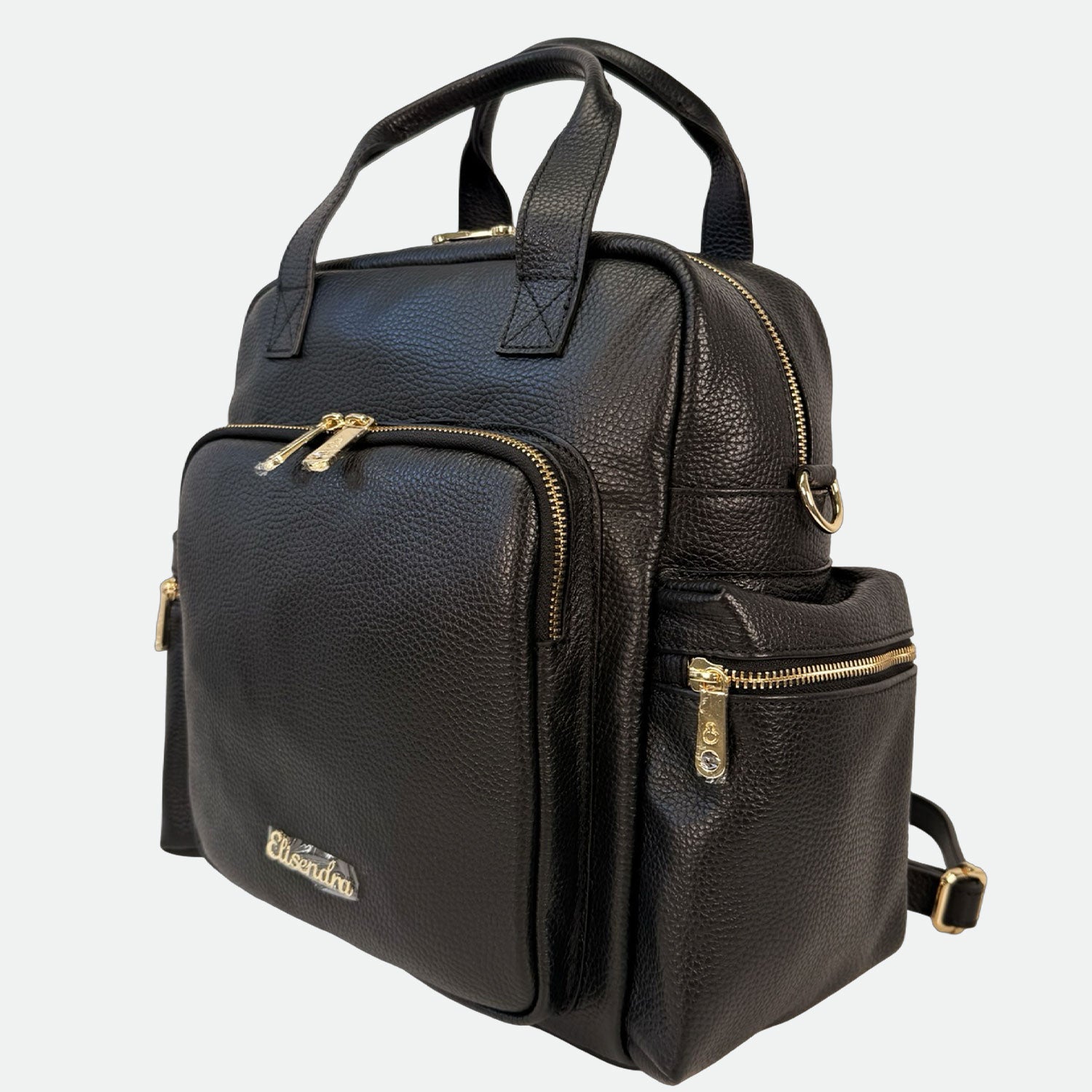 Zaino Kenya Nero Pelle Martellata Oro