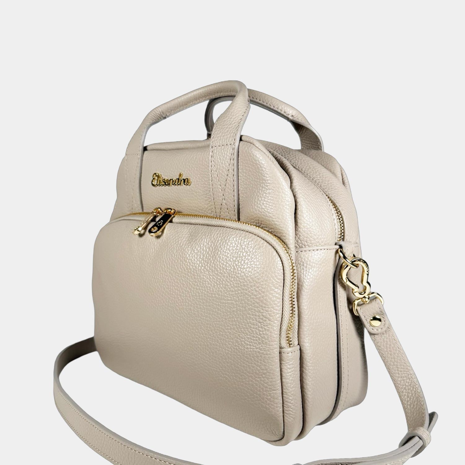 Borsa a spalla Megane Lettering Marmo Pelle Martellata Oro