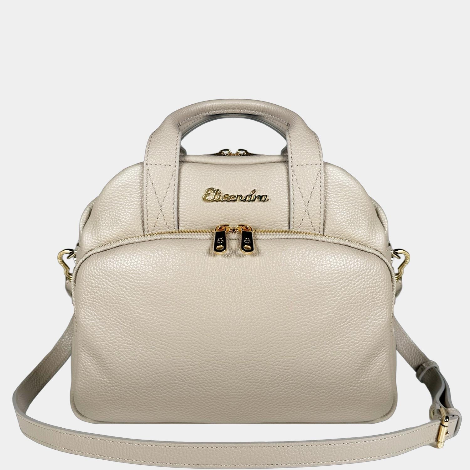 Borsa a spalla Megane Lettering Marmo Pelle Martellata Oro