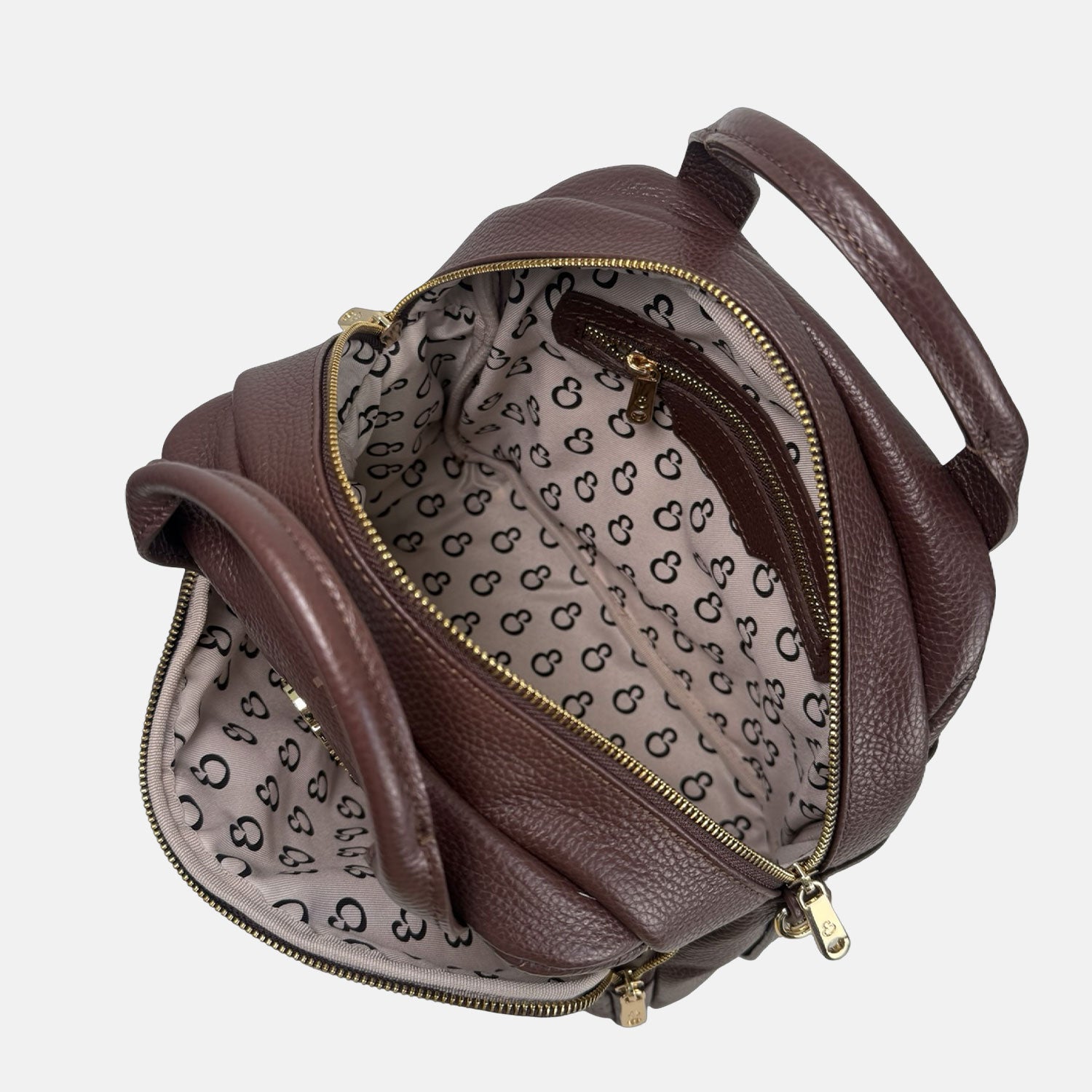 Borsa a mano Megane Matellassè Martellata Cioccolato Pelle Martellata Oro