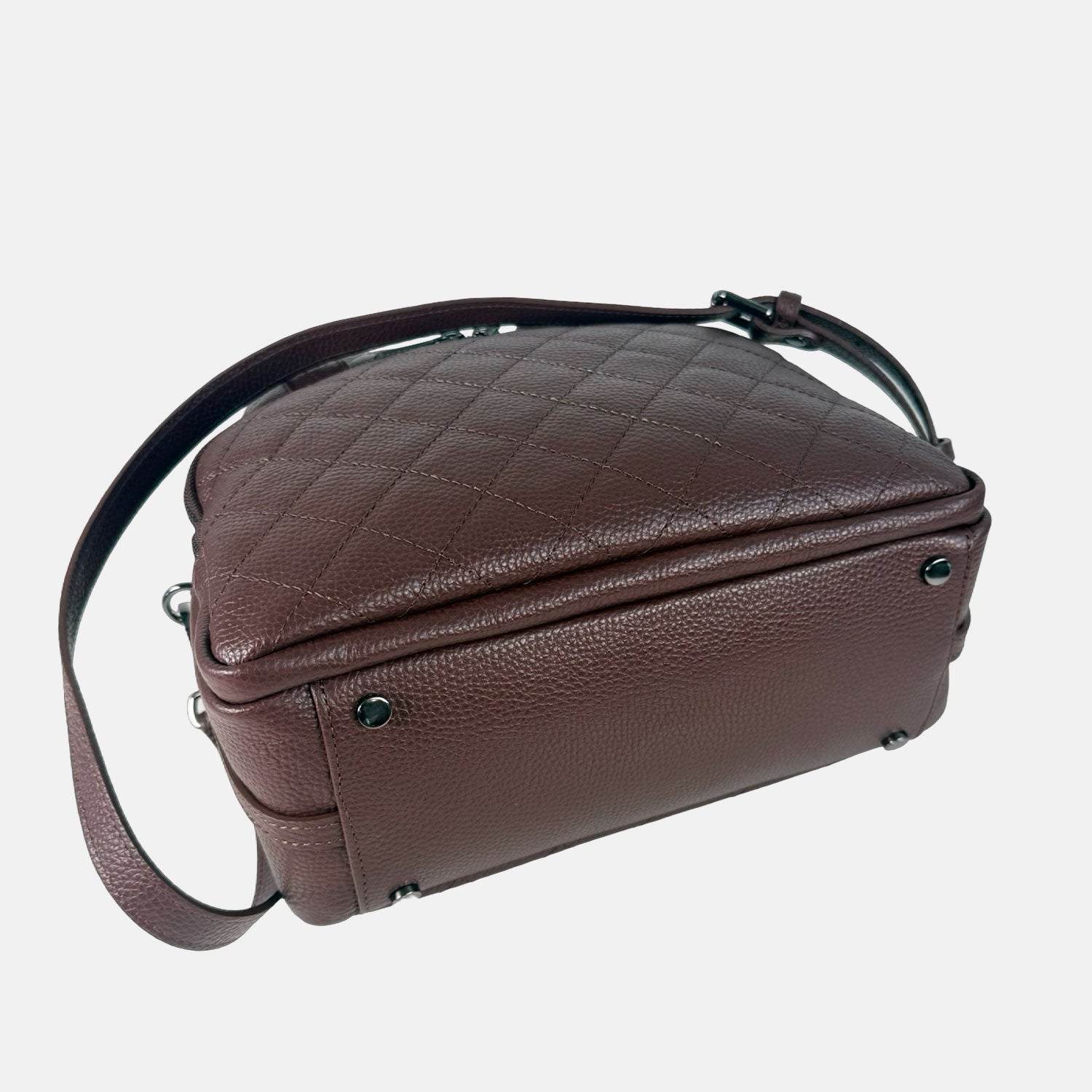 Borsa a mano Megane Matellassè Martellata Cioccolato Pelle Martellata Dark