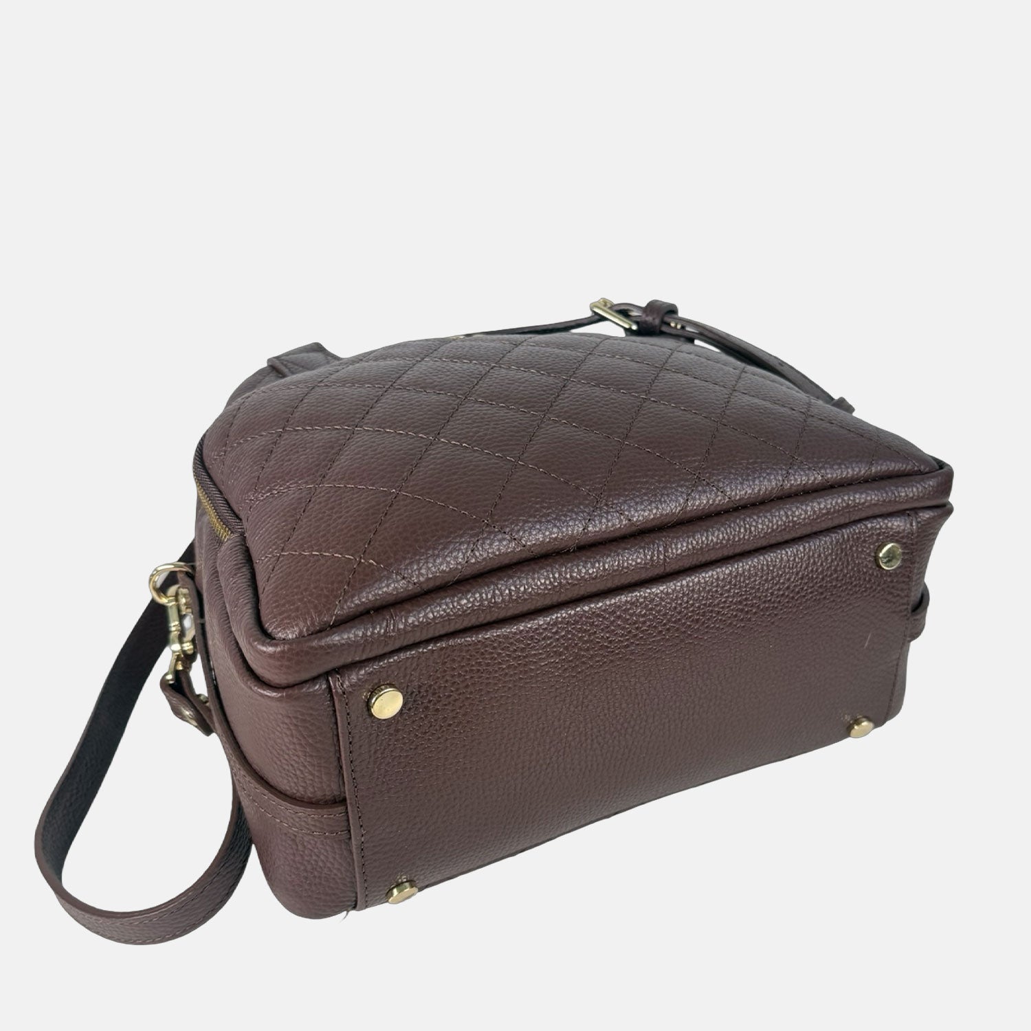 Borsa a mano Megane Matellassè Martellata Cioccolato Pelle Martellata Oro