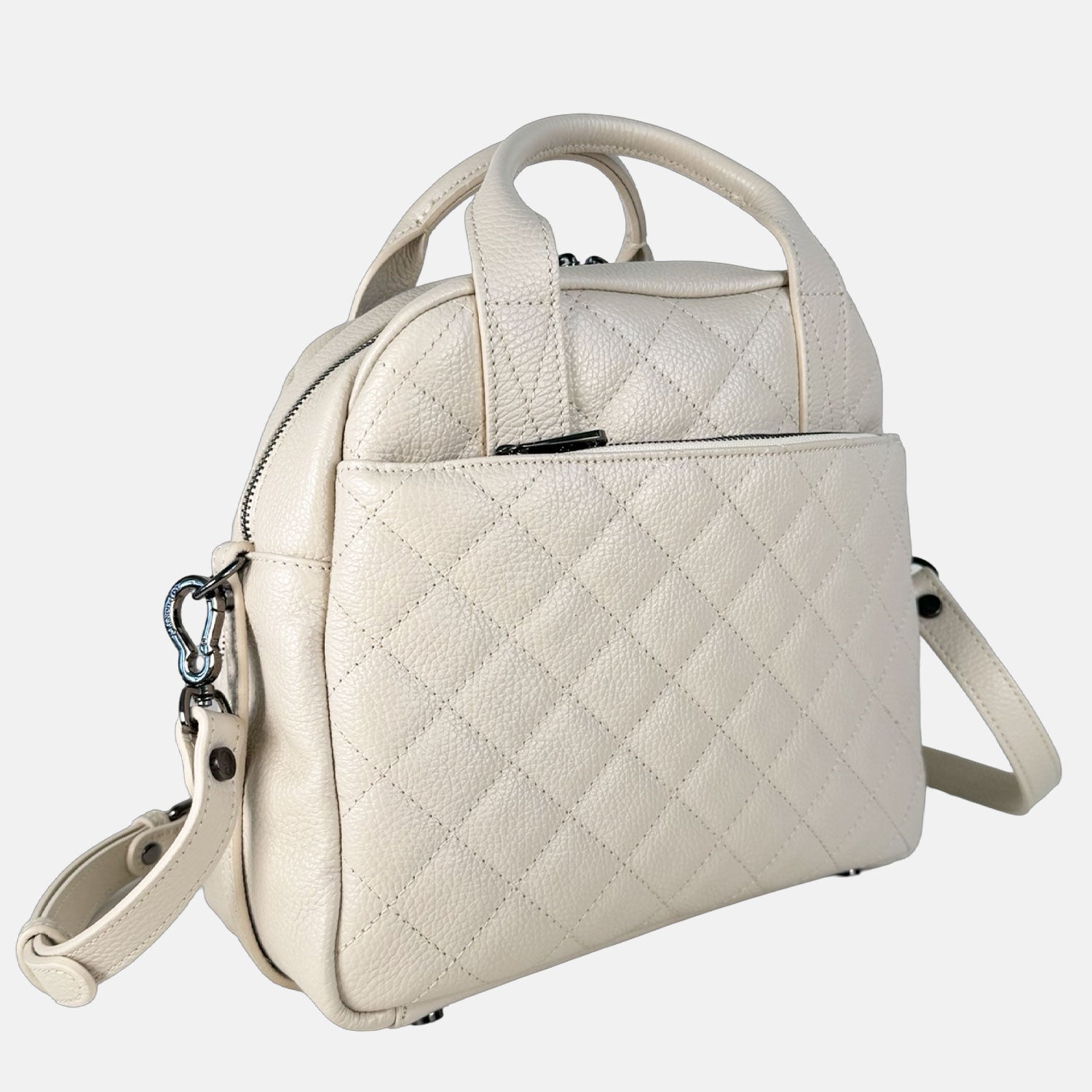 Borsa a mano Megane Matellassè Martellata Burro Pelle Martellata Dark