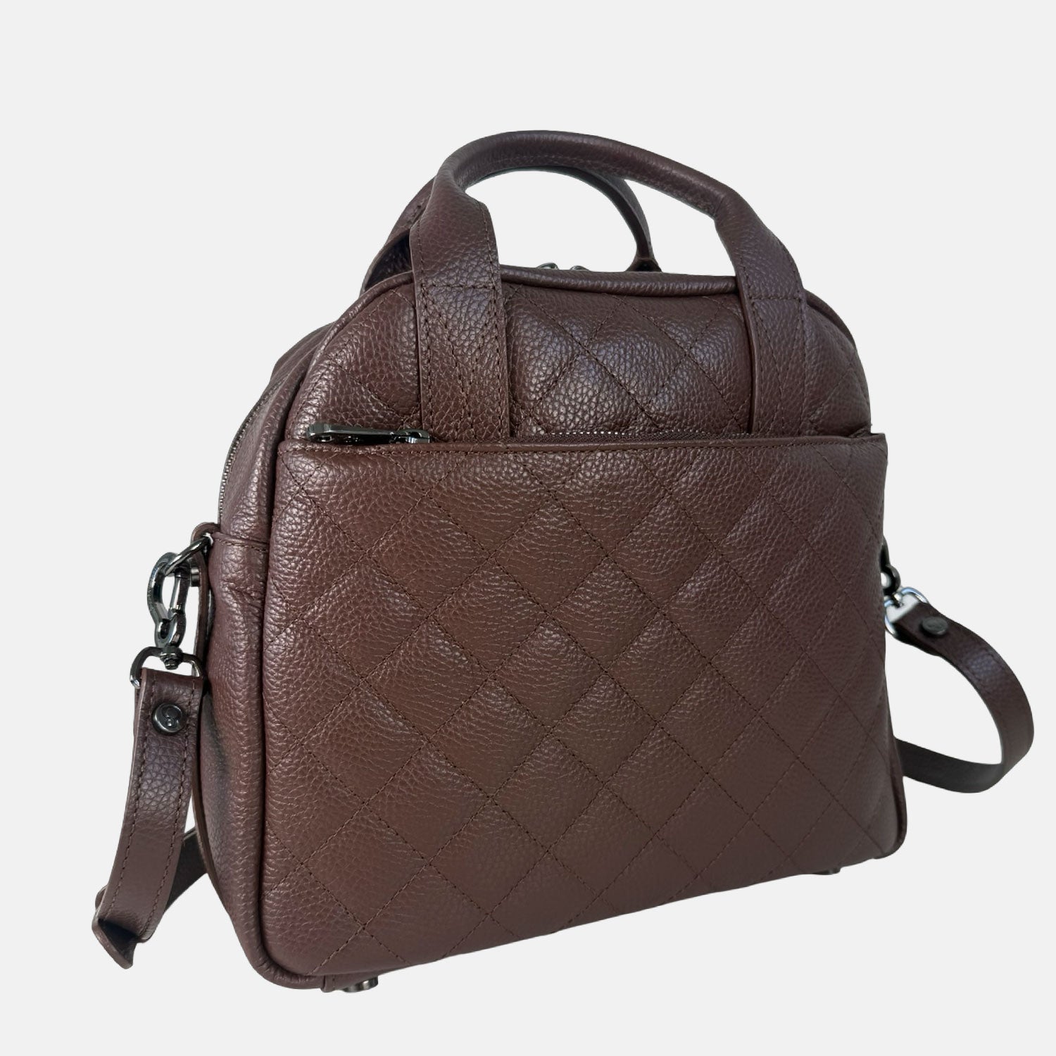Borsa a mano Megane Matellassè Martellata Cioccolato Pelle Martellata Dark