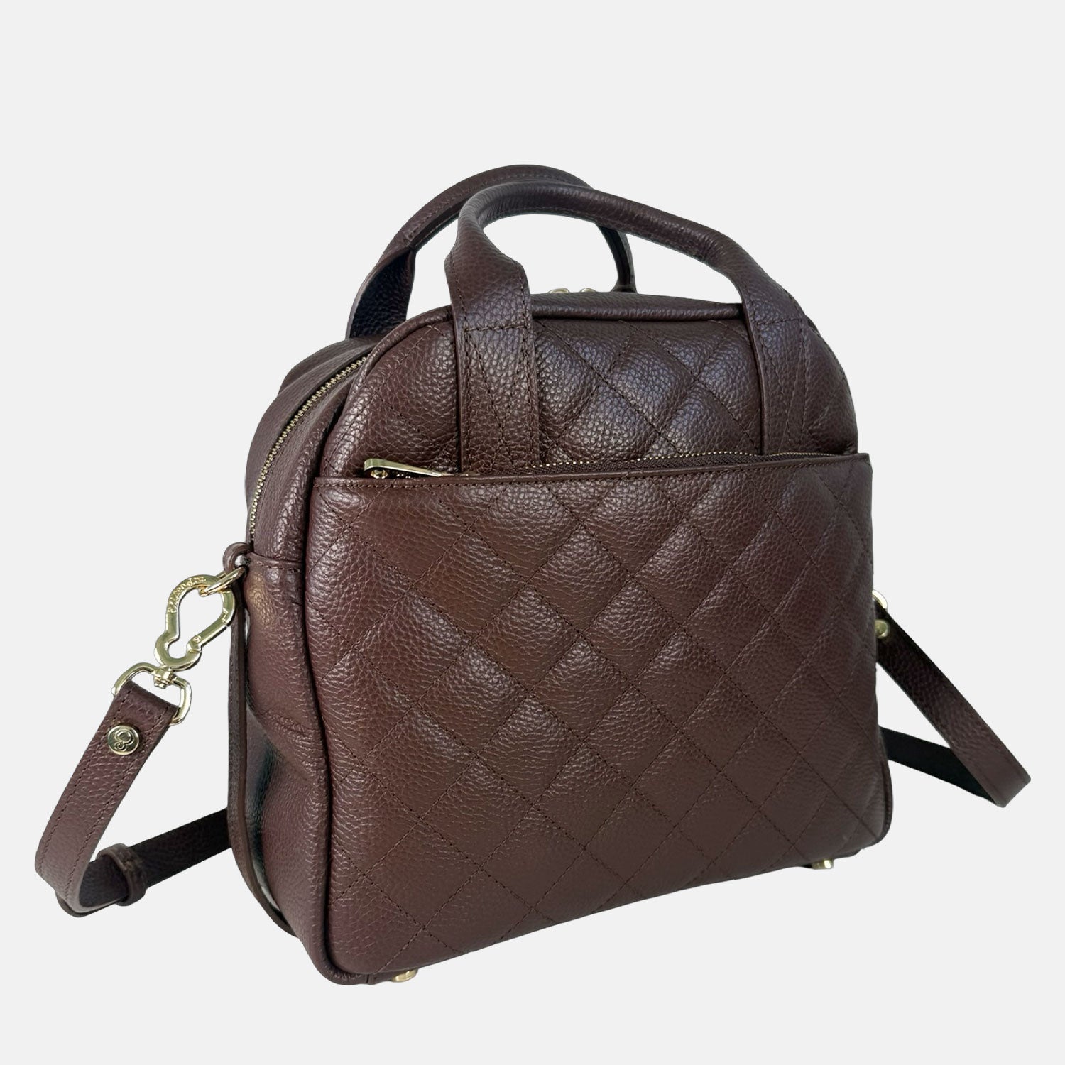 Borsa a mano Megane Matellassè Martellata Cioccolato Pelle Martellata Oro