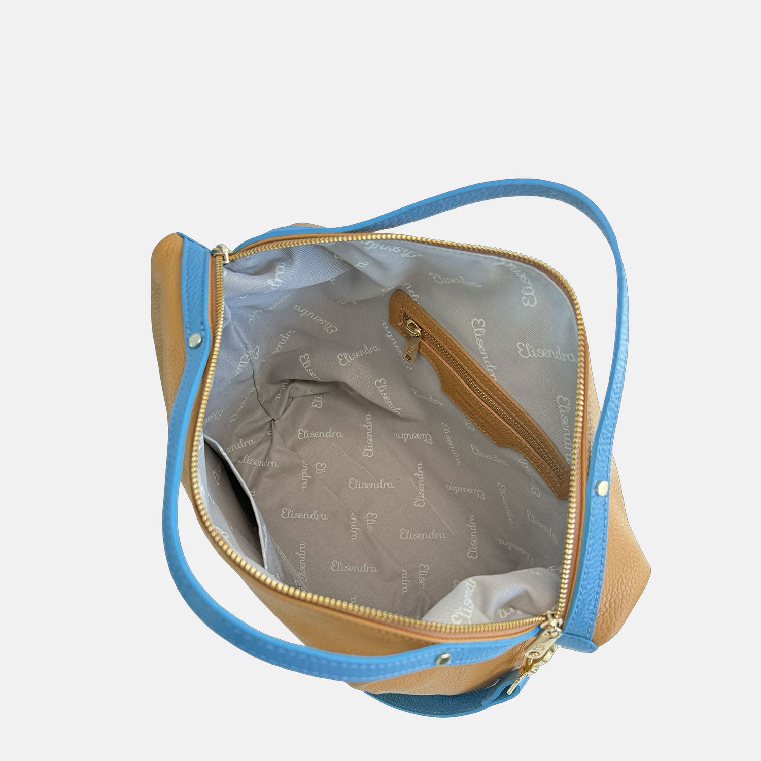 Borsa a mano City Cameo Blu Pelle Martellata Oro