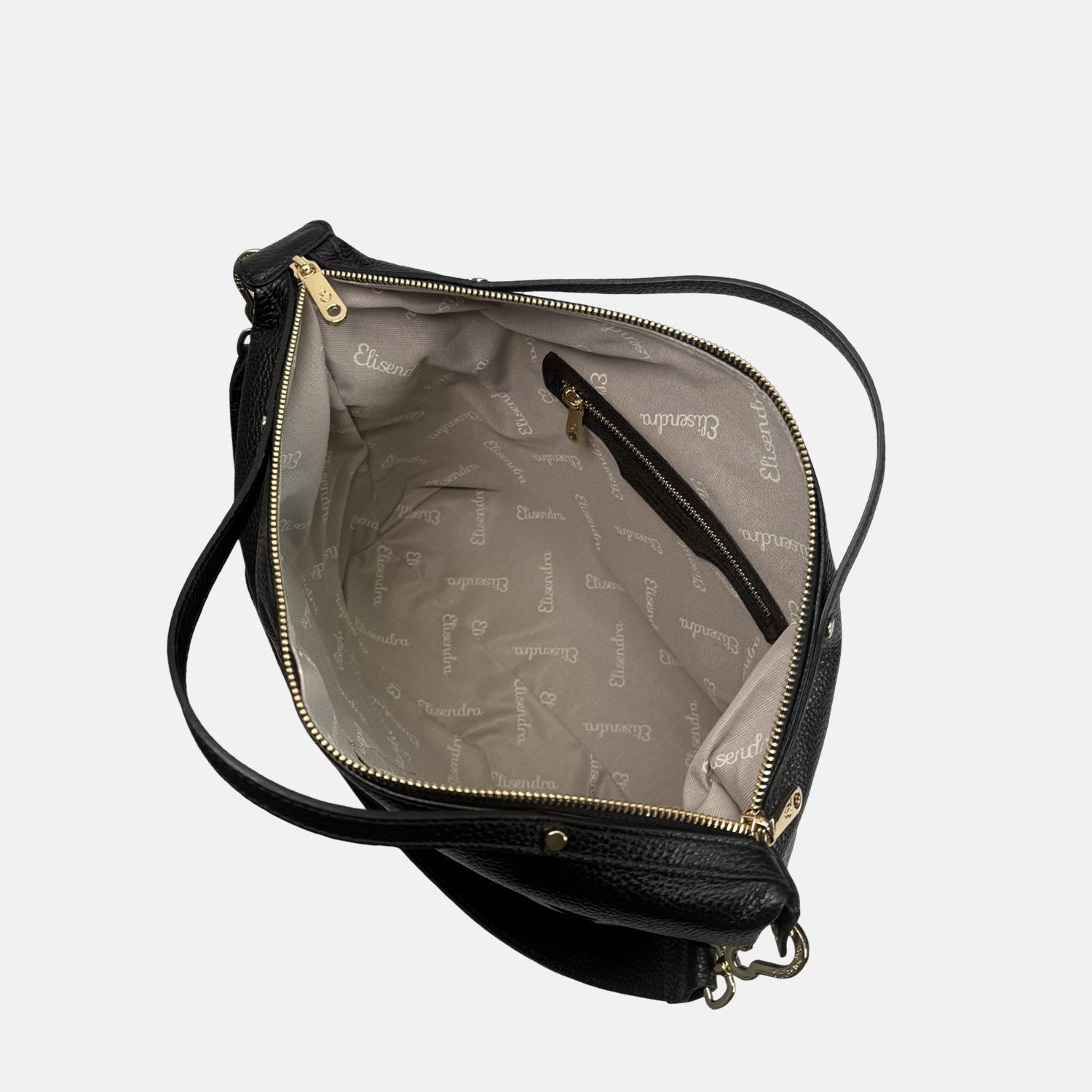 Borsa a spalla City Nero Pelle Martellata Oro