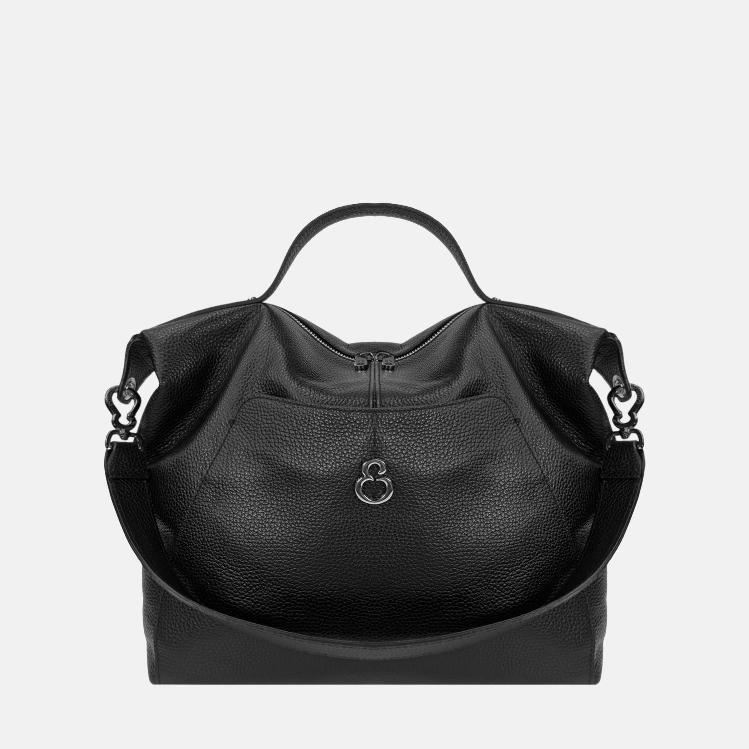 Borsa a spalla City Nero Pelle Martellata Dark