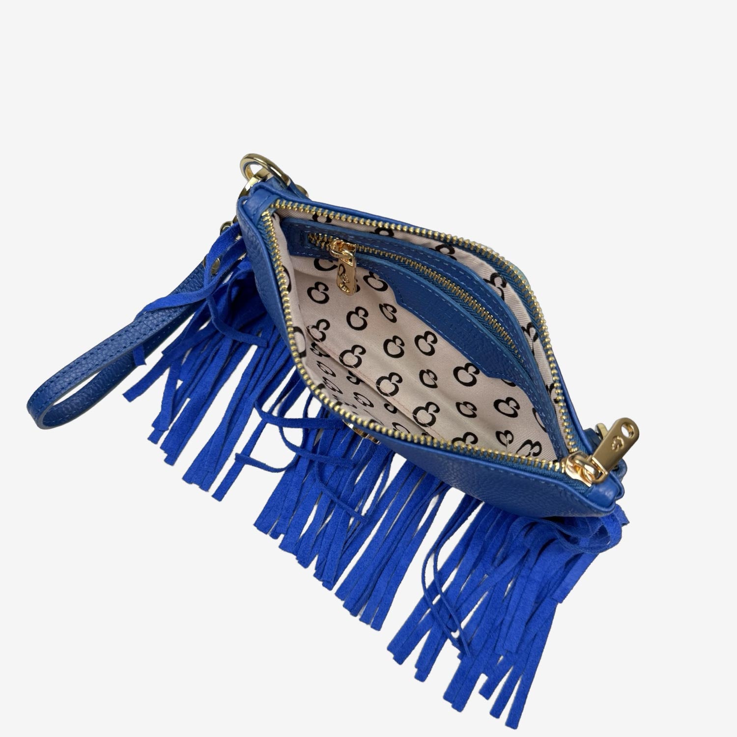 Borsa a mano Mini Grace Rodeo Zaffiro Pelle Martellata e Suede Oro