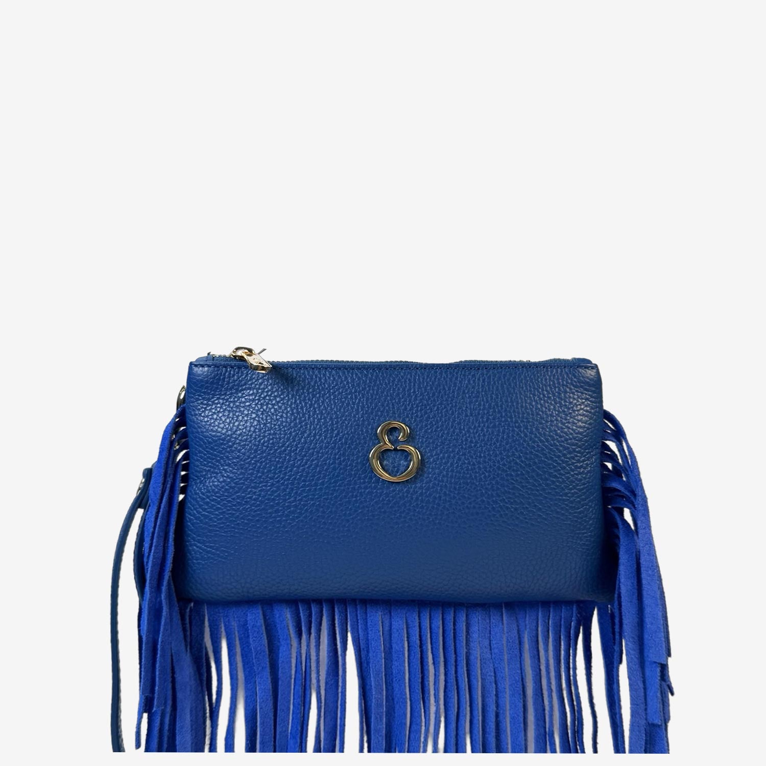 Borsa a mano Mini Grace Rodeo Zaffiro Pelle Martellata e Suede Oro