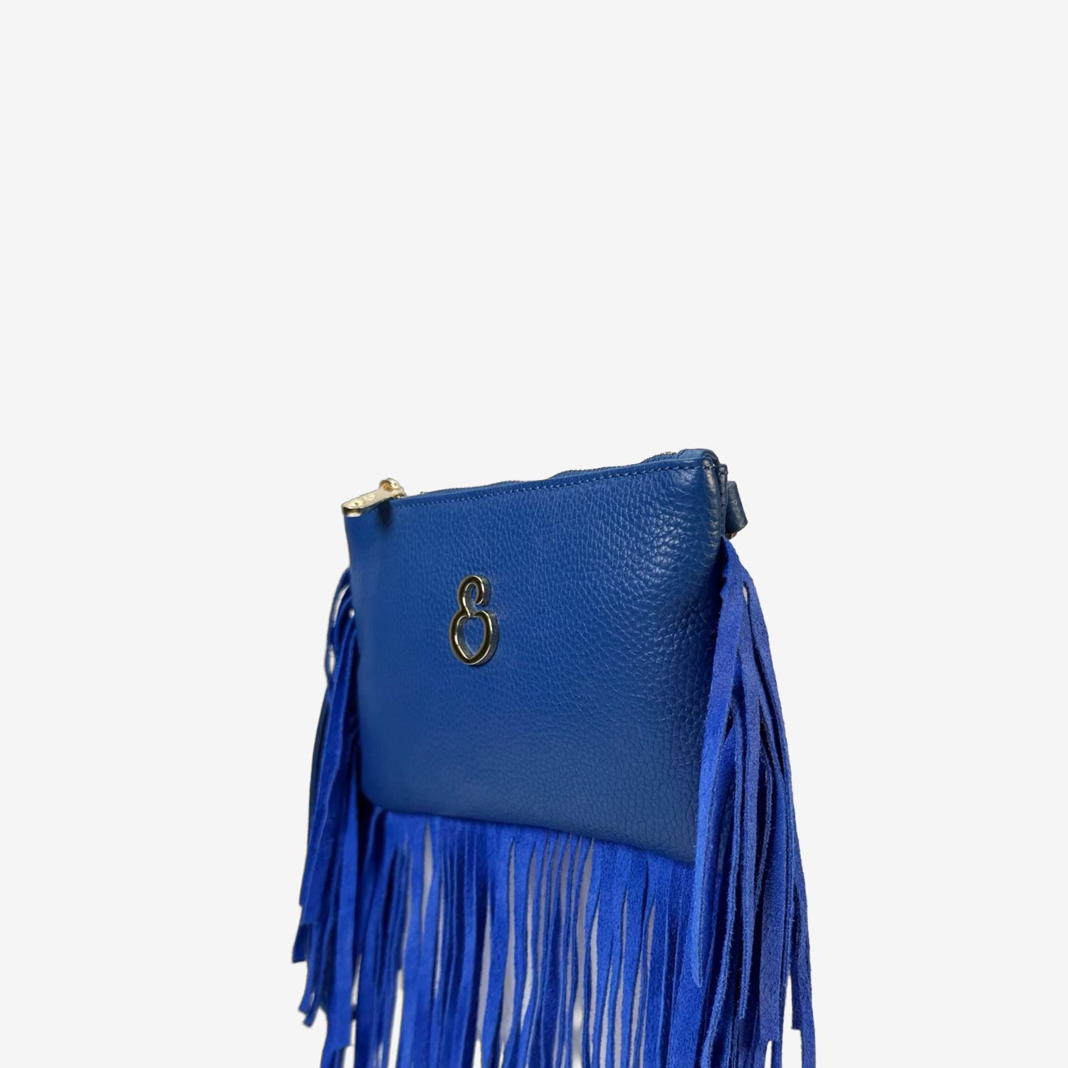 Borsa a mano Mini Grace Rodeo Zaffiro Pelle Martellata e Suede Oro