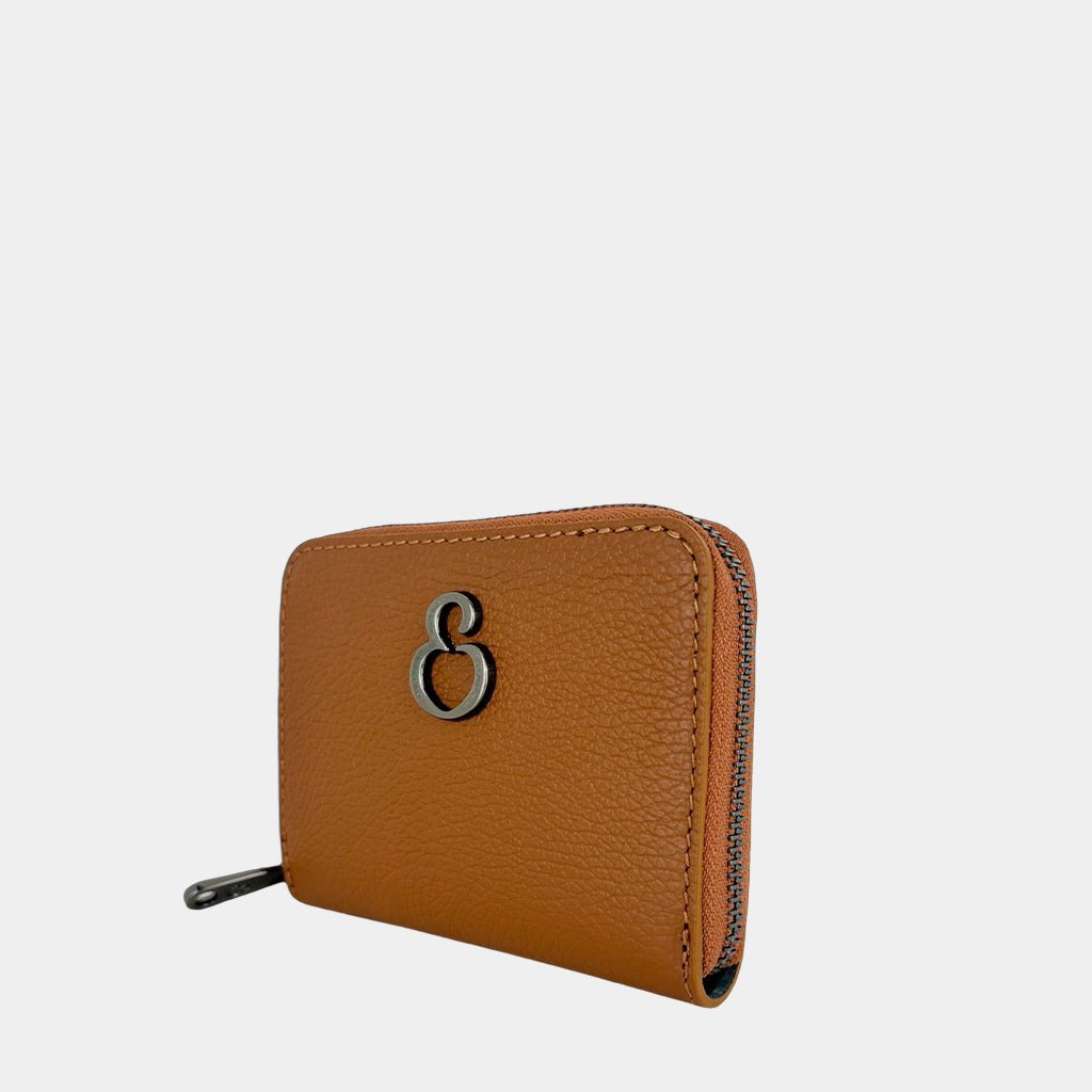 Portafoglio Mini Raya Caramel Pelle Martellata Dark - Elisendra®