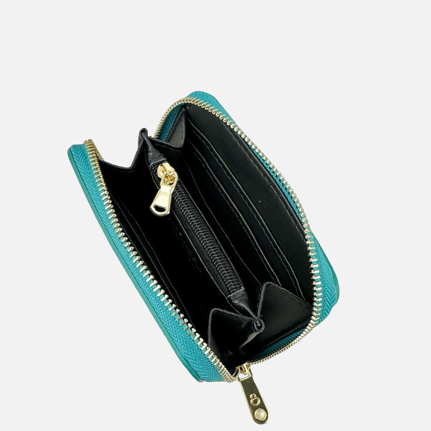 Mini Raya Wallet Lettering Peacock Hammered Leather Gold