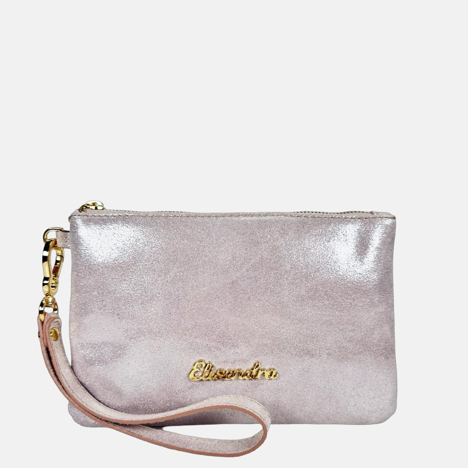 Borsa a mano Mini-Case Elsa Pelle Camoscio Brillante Oro