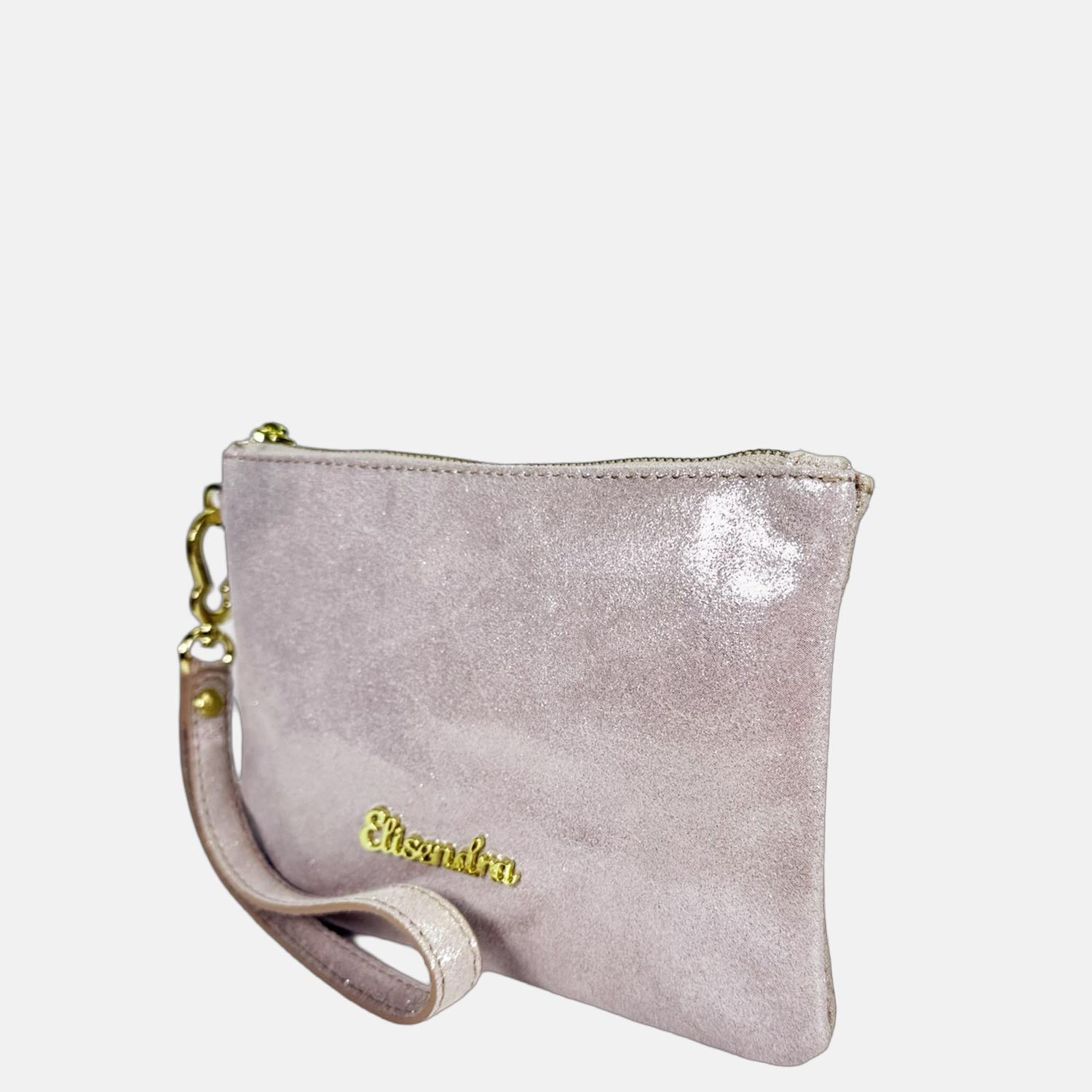 Borsa a mano Mini-Case Elsa Pelle Camoscio Brillante Oro