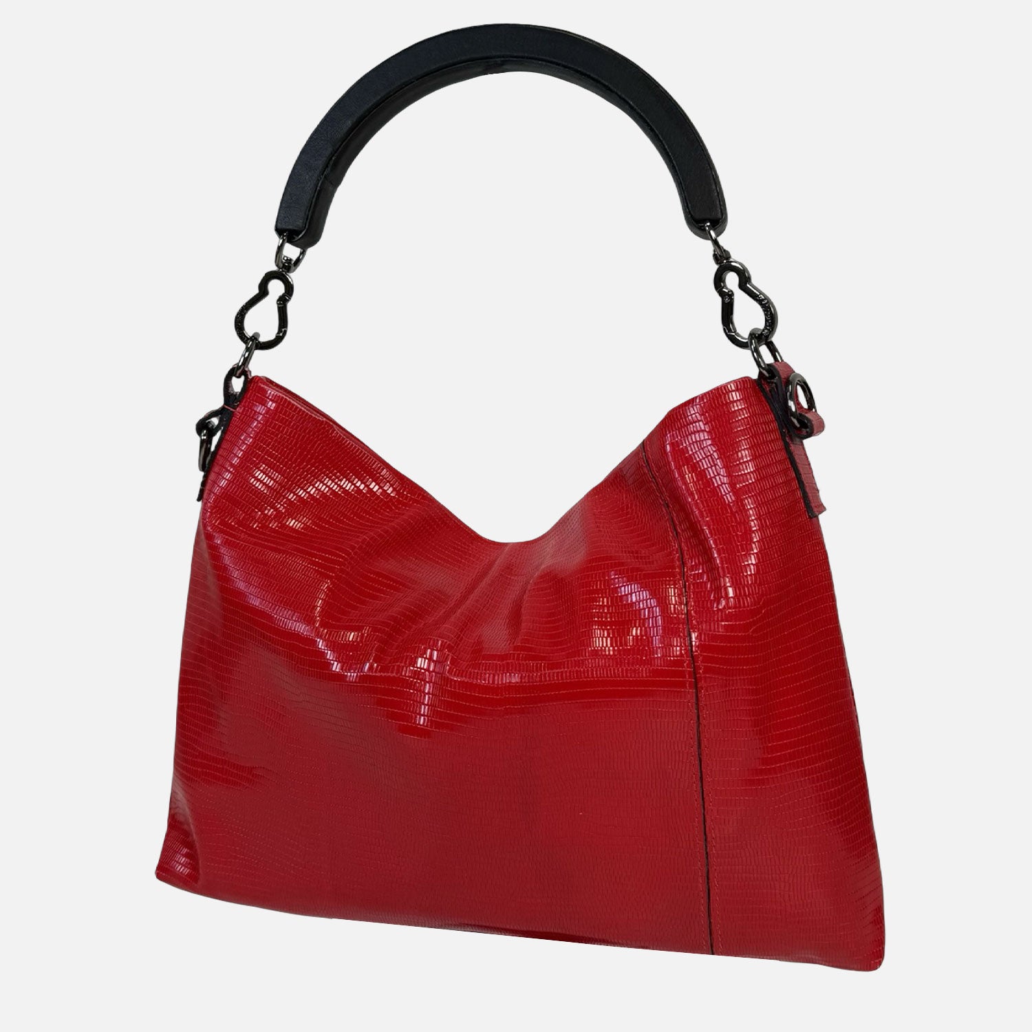 Borsa a mano Monè Rouge Pelle stampa lucertolina Dark
