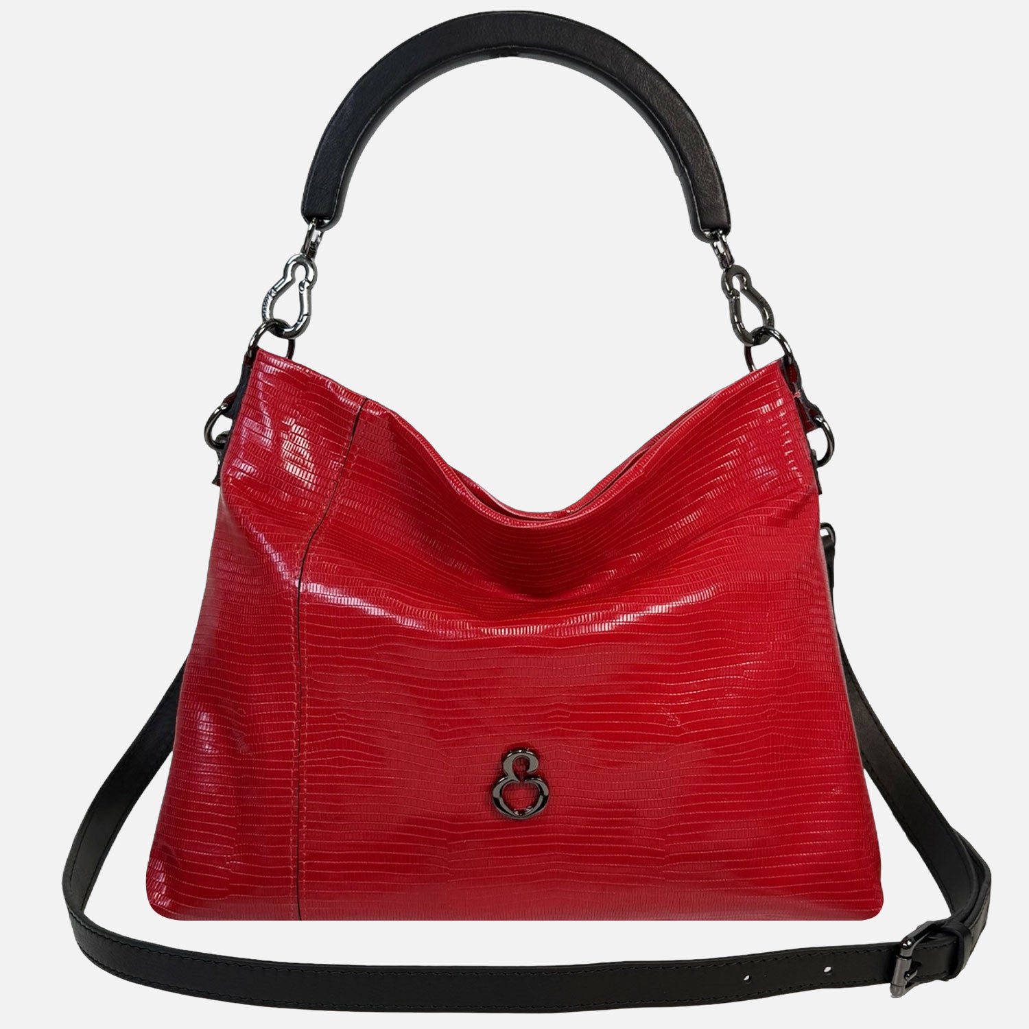 Borsa a mano Monè Rouge Pelle stampa lucertolina Dark