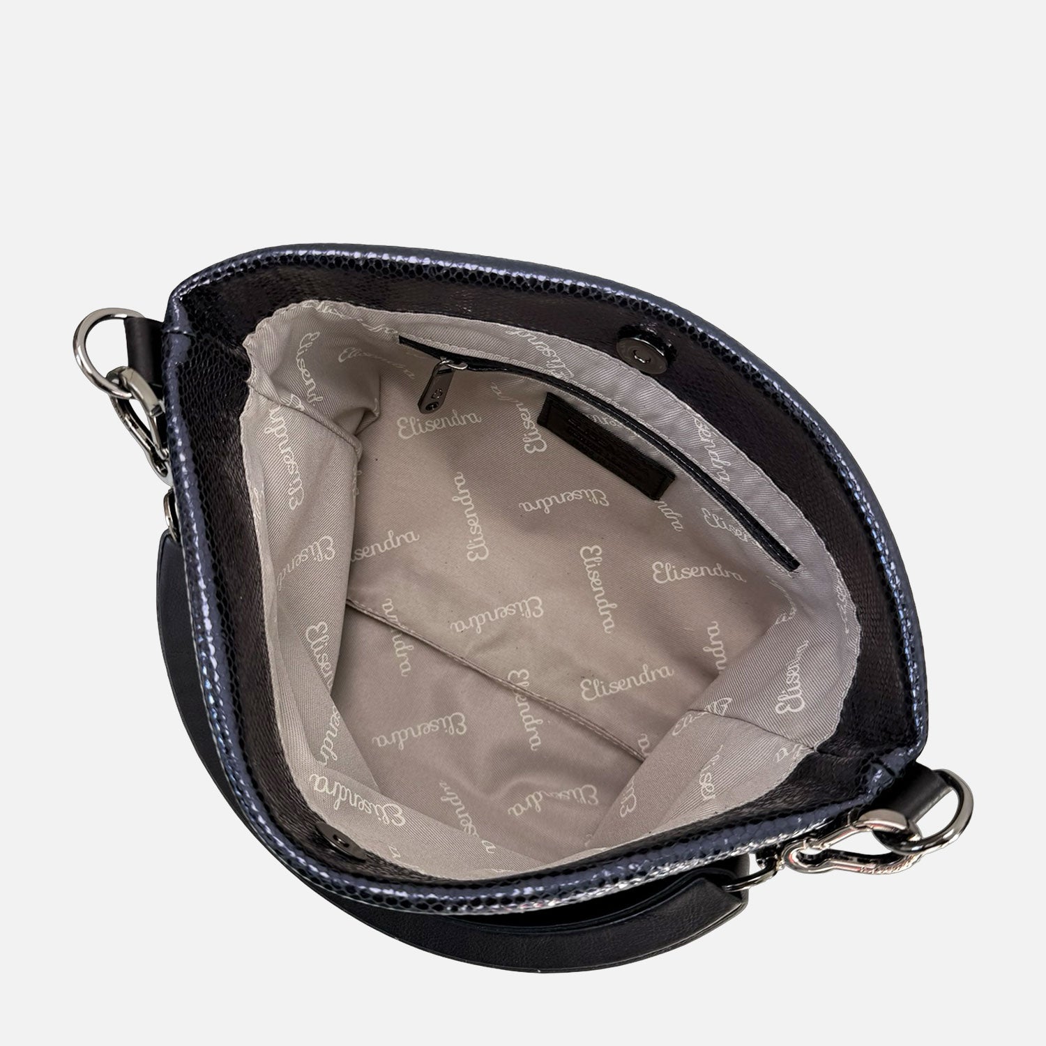 Borsa a mano Monè Blu Pelle Stampa Pitoncino laminato Dark