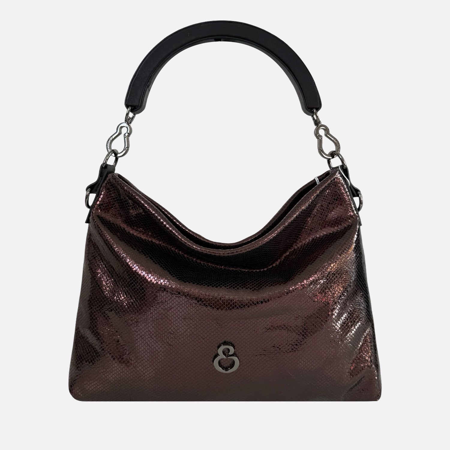 Borsa a mano Monè Rame Pelle Stampa Pitoncino laminato Dark