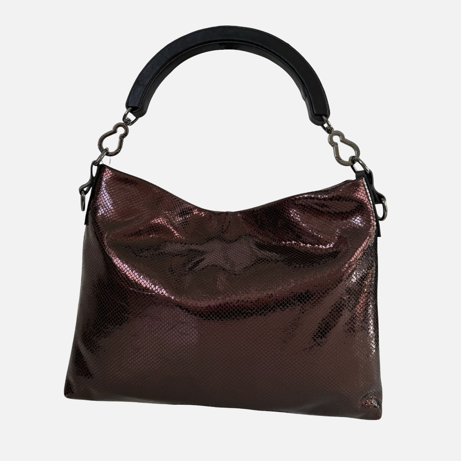 Borsa a mano Monè Rame Pelle Stampa Pitoncino laminato Dark