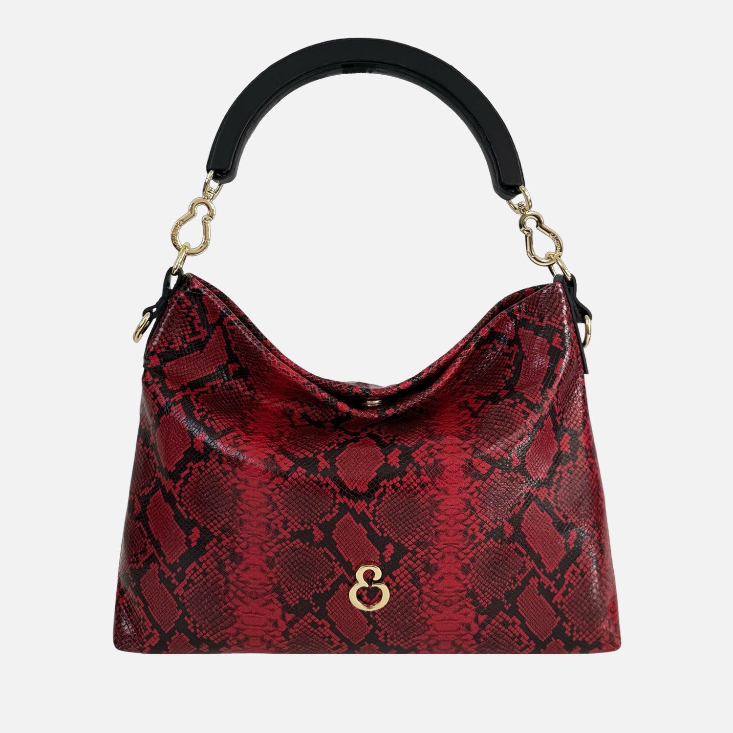 Borsa a mano Monè Rosso Pelle stampa Pitonata Oro